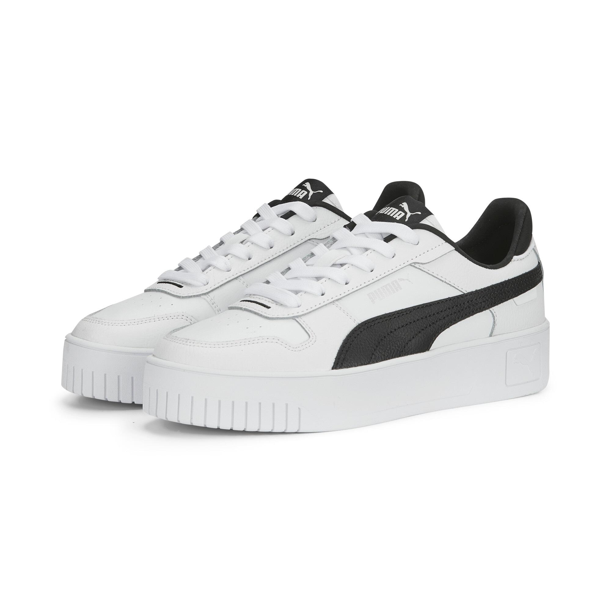 Sneaker Puma "Carina Street", Damen, Gr. 39, Schwarz-Weiß (Puma Weiß, Puma Schwarz, Puma Silber), Synthetik, Unifarben, Schuhe Sneaker, FüR Alltag, Mit Leicht ErhöHtem Plateau, Mit Textil-Innenmaterial