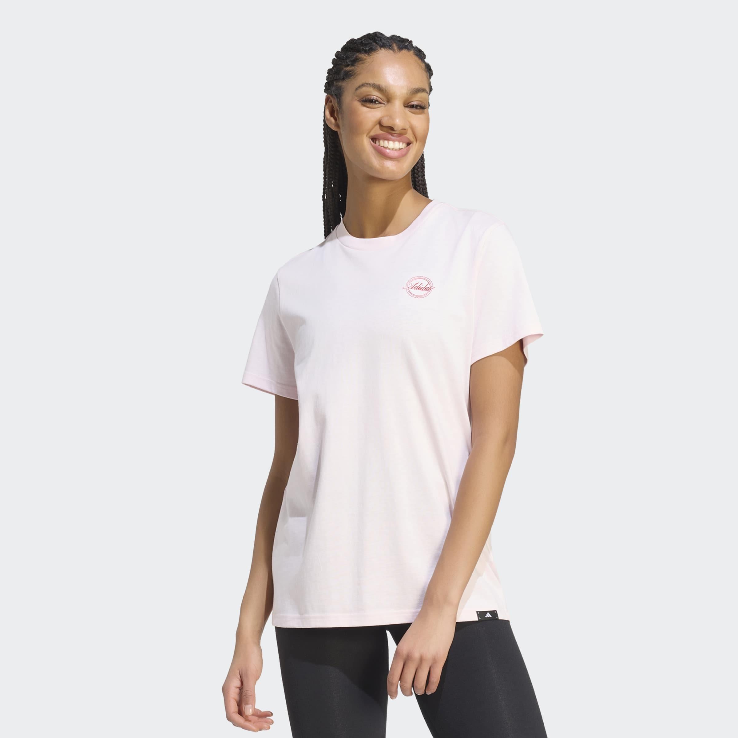 T-Shirt Adidas Sportswear "Travel L T", Damen, Gr. M, Distilled Pink, Obermaterial: 100% Baumwolle, Shirts T-Shirt