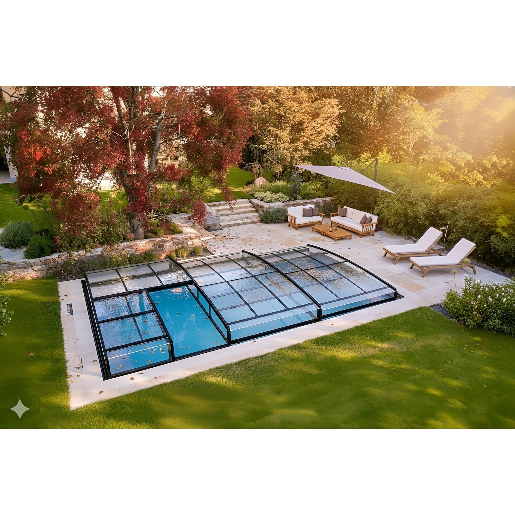 Poolüberdachung ""Aqualina"" aus Aluminium, ca. 8,81 x 4,26 x 0,92 m