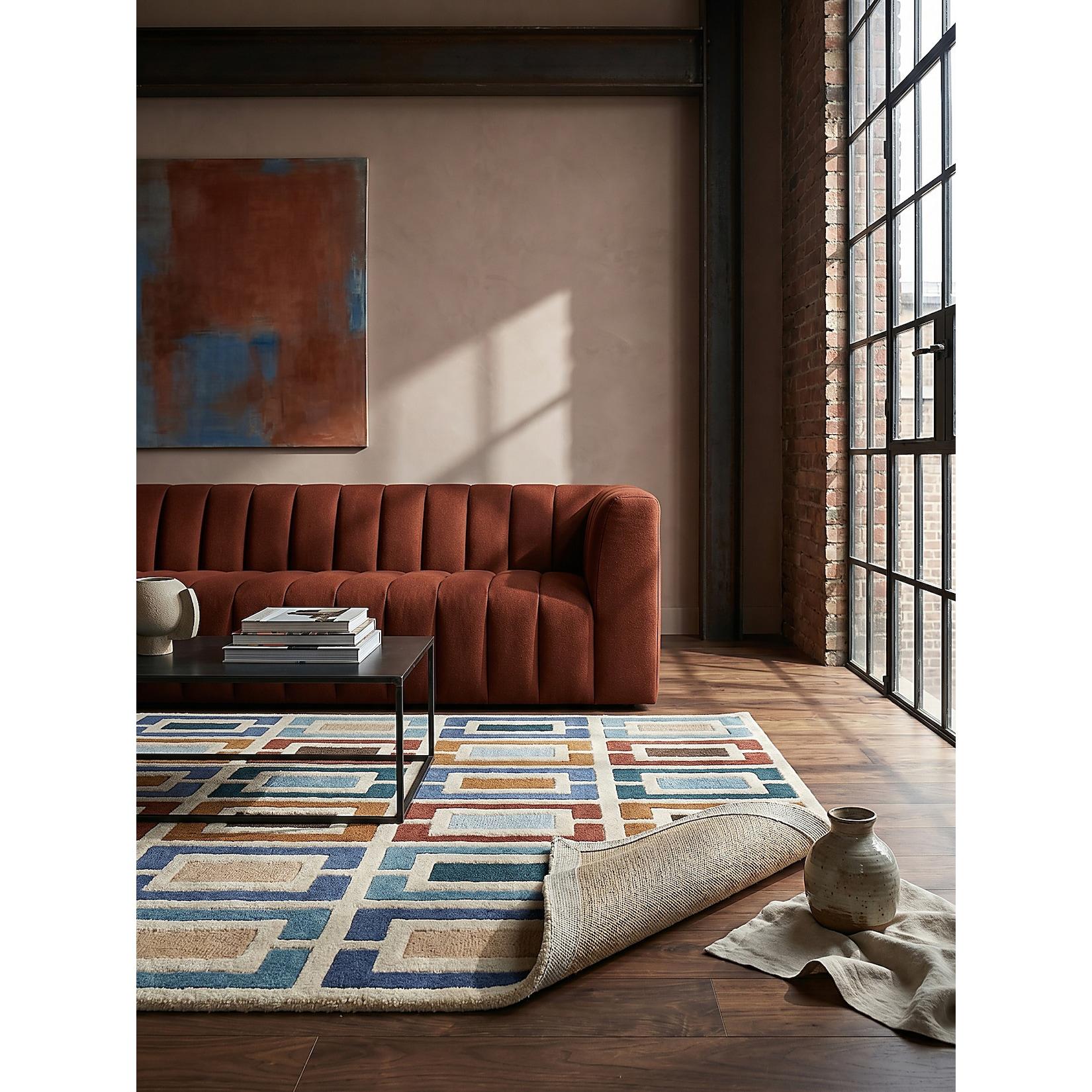Wollteppich Geometrisch Blau-Bunt 160 X 230 Cm - Derwent Kadima