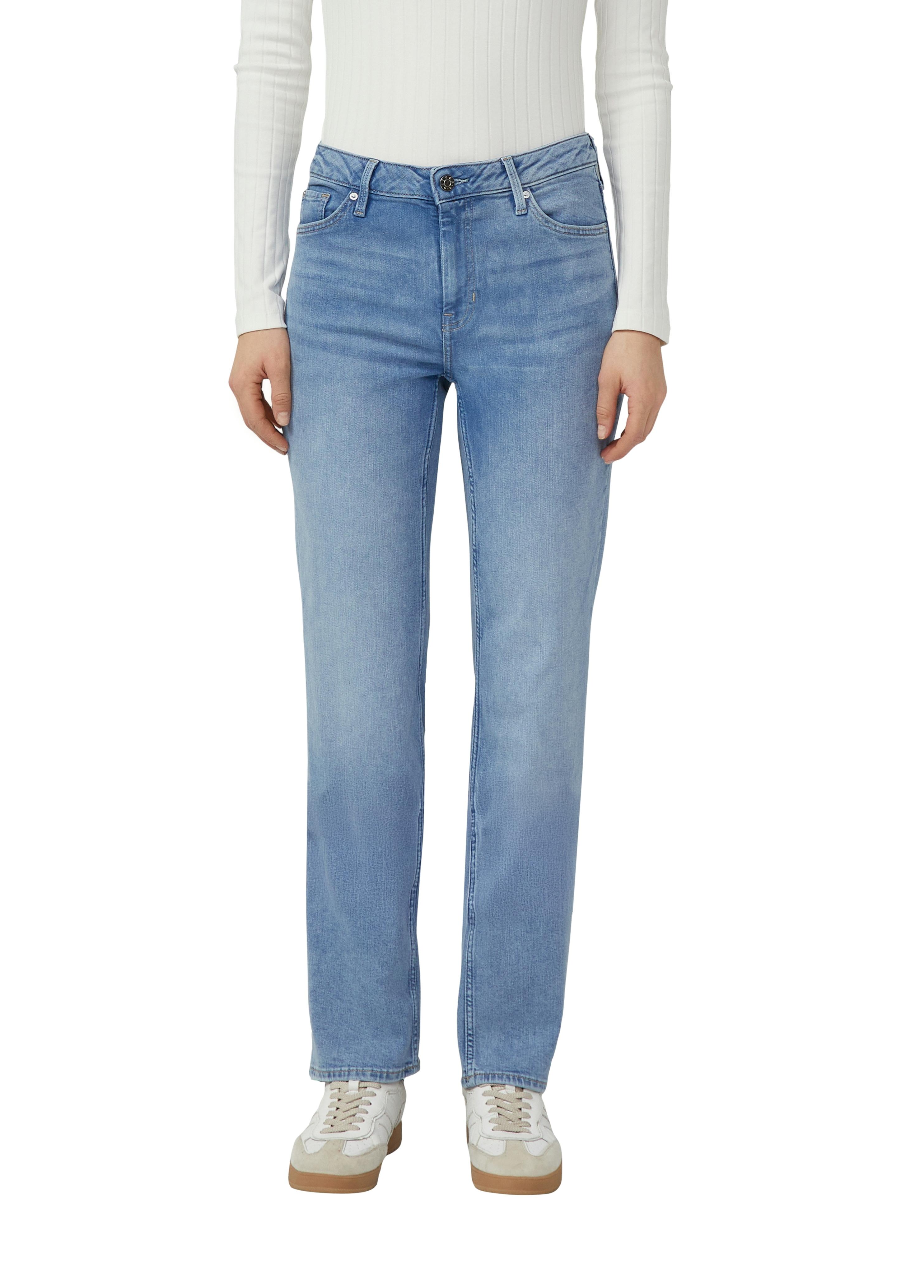 Straight-Jeans S.Oliver, Damen, Gr. 46, LäNge 32, Mid Blau Used, Denim/Jeans, Obermaterial: 76% Baumwolle, 23% Polyester, 1% Elasthan, Regular Fit Normal, Jeans Straight-Jeans, Mid Rise, Regular Fit
