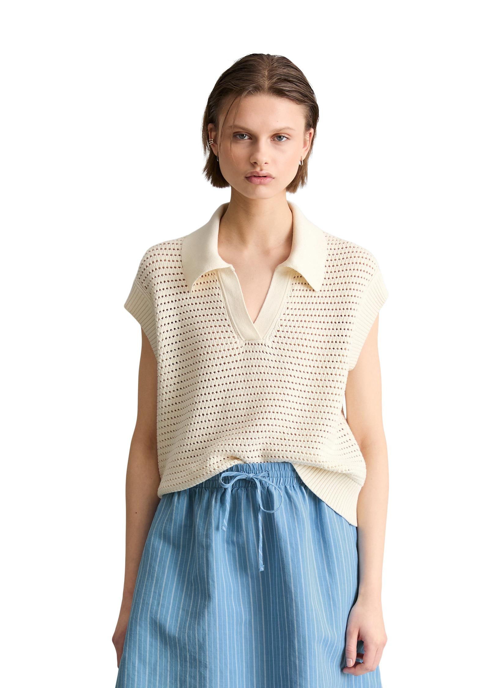 Strickpullover Marc O'polo Denim "Aus Organic Cotton", Damen, Gr. L, Creamy Weiß, Obermaterial: 100% Baumwolle, Unifarben, Pullover Strickpullover