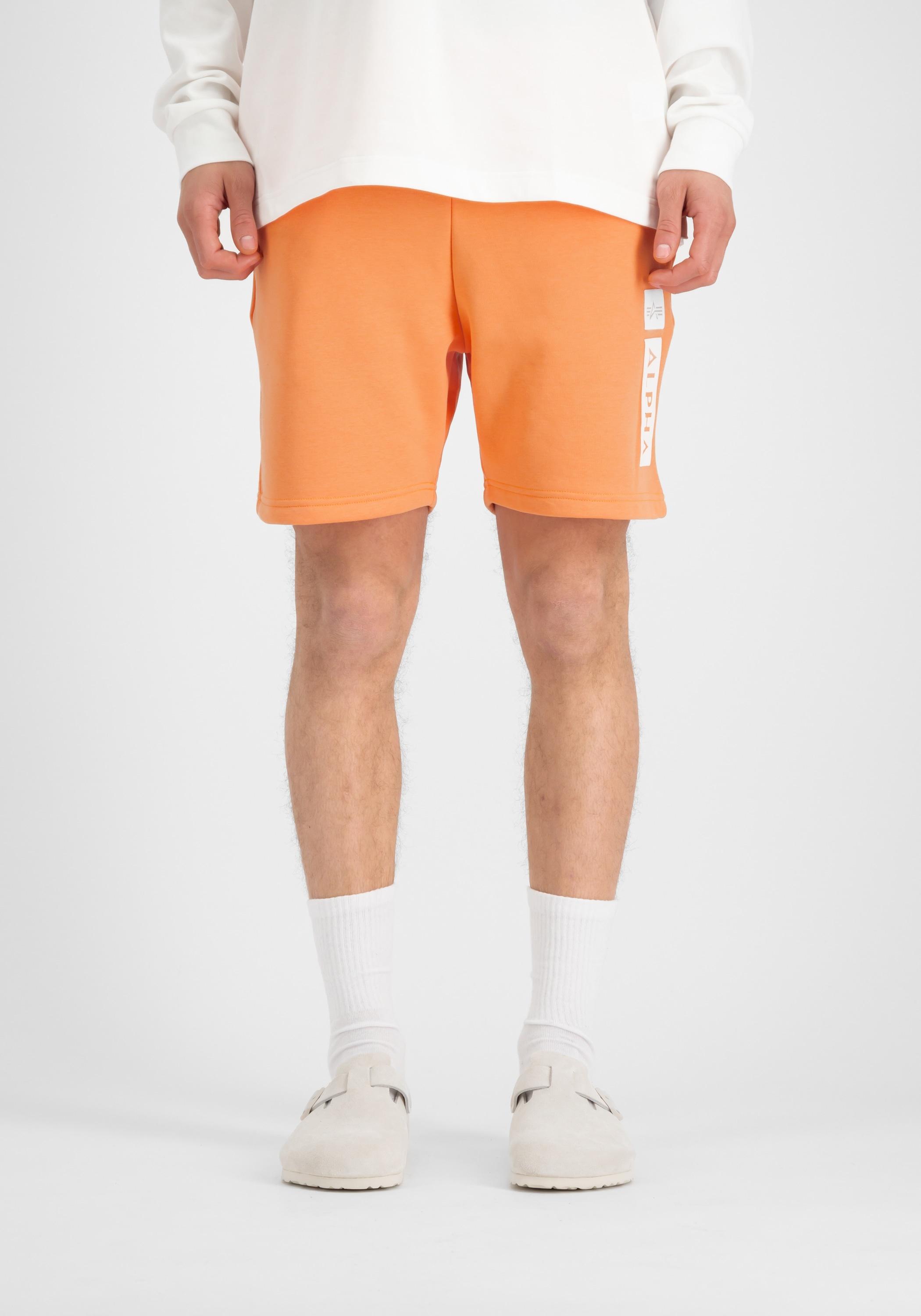 Shorts Alpha Industries "Alpha Puff Print Short", Herren, Gr. L, NormalgrößEn, Orange (Tangerine), Obermaterial: 80% Baumwolle, 20% Polyester, Hosen Shorts