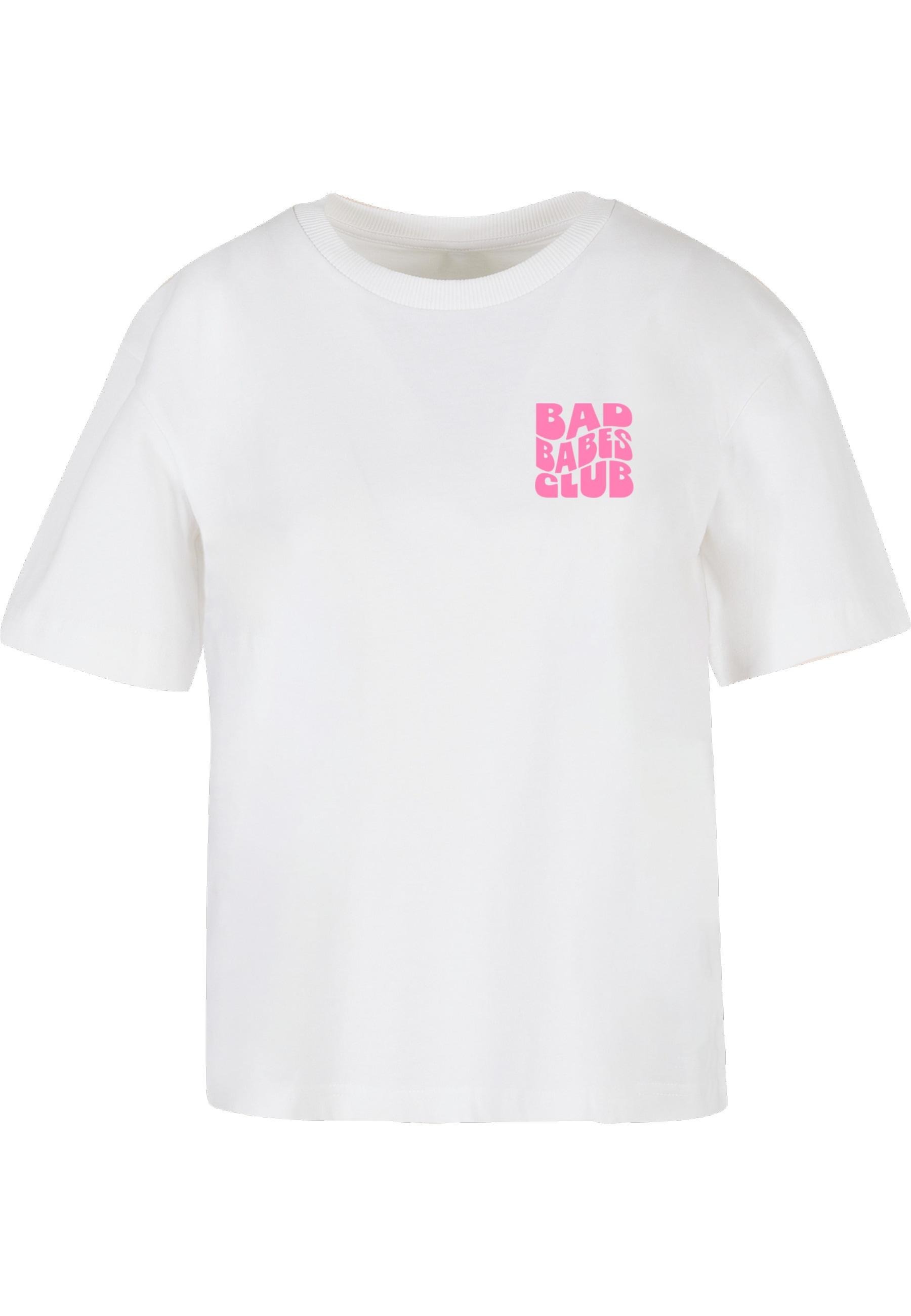 T-Shirt Miss TEE "Miss Tee Damen Bad Babes Club Tee", Damen, Gr. Xs, Weiß, 100% Baumwolle, Bedruckt, Oversize, Rundhals, Shirts T-Shirt