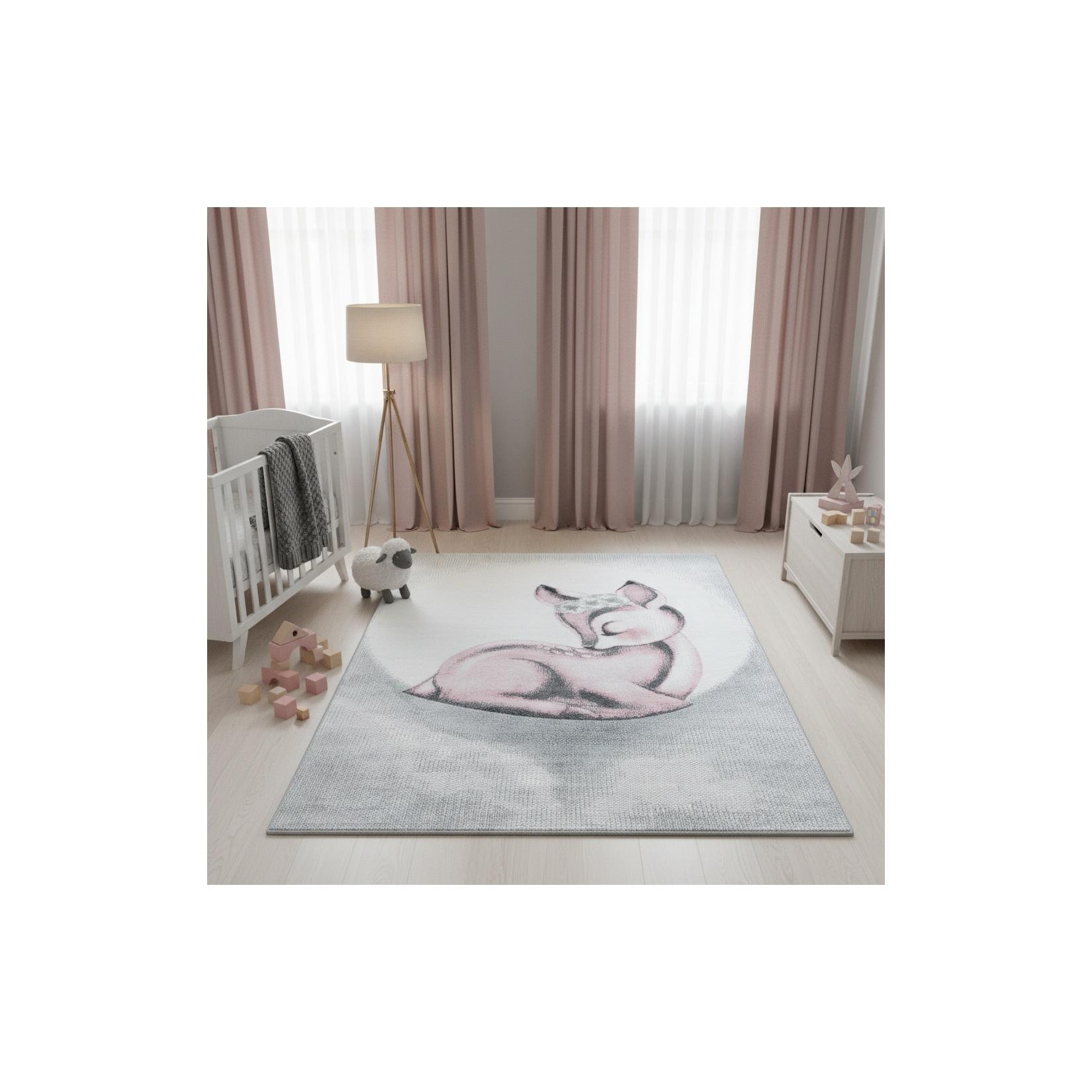 KADIMA DESIGN Spielteppich COGNE in Rosa, mit Reh-Motiv, 120 x 170 cm