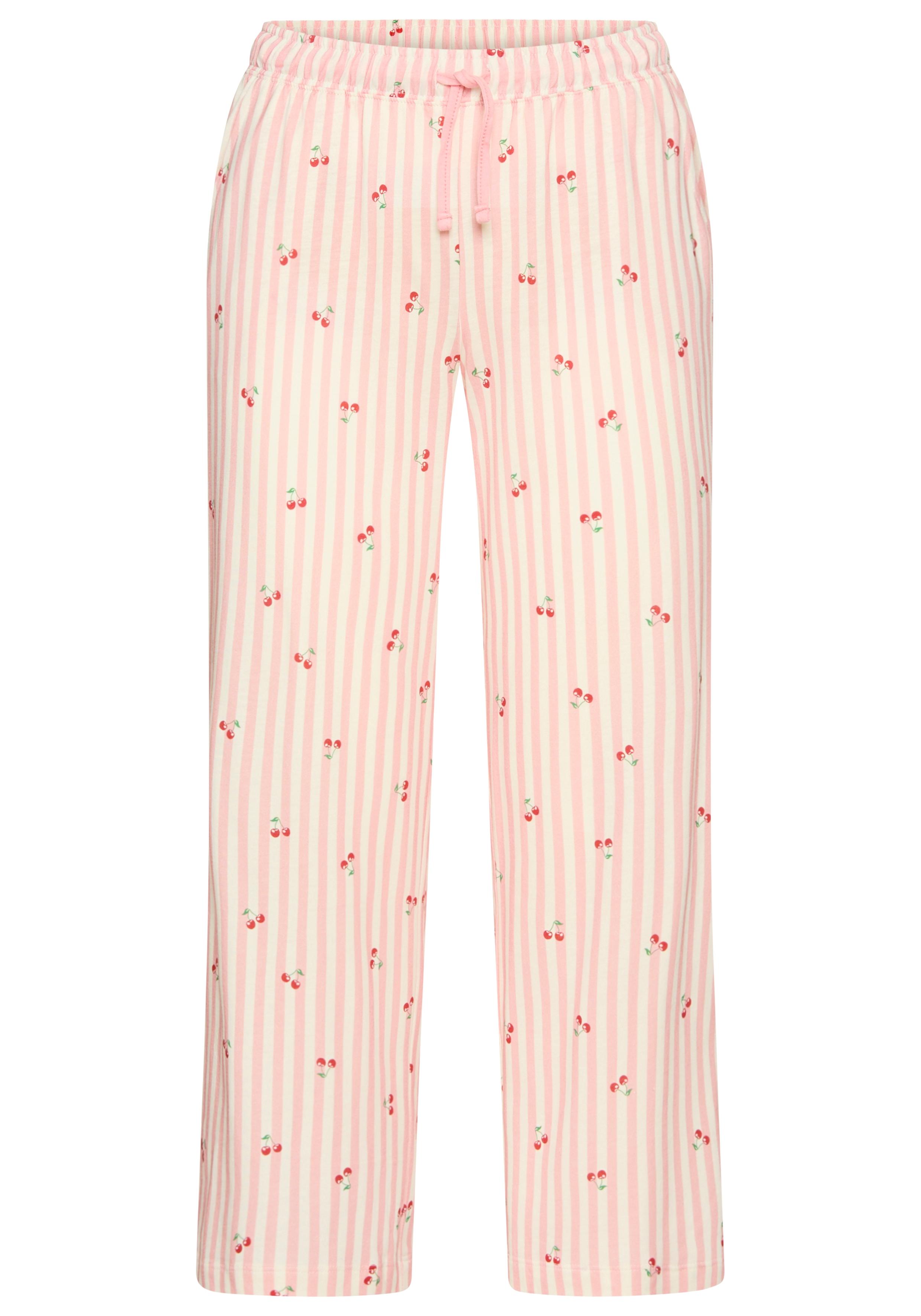 Culotte Vivance Dreams, Damen, Gr. 40/42, N-Gr, Rosa Gestreift, Single Jersey, Obermaterial: 50% Baumwolle, 50% Viskose, Bedruckt, Gestreift, Basic 7/8-LäNge, Hosen Culotte, SüßEr Streifen- Und FrüChte-Druck