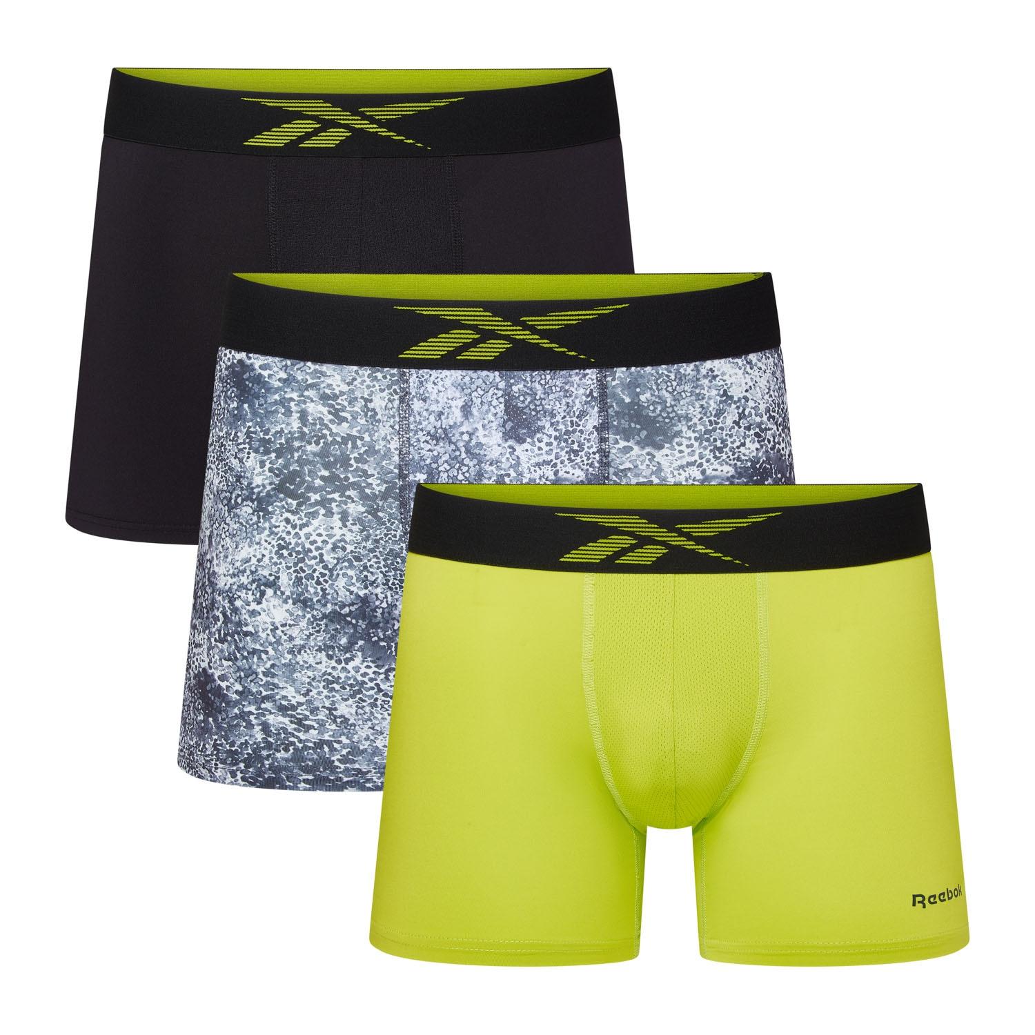 Trunk Reebok "Mowatt", Herren, Gr. L, Retro Lime, Print, Schwarz, Single Jersey, Obermaterial: 92% Polyester, 8% Elasthan, KöRpernah, Unterhosen, Ohne Eingriff