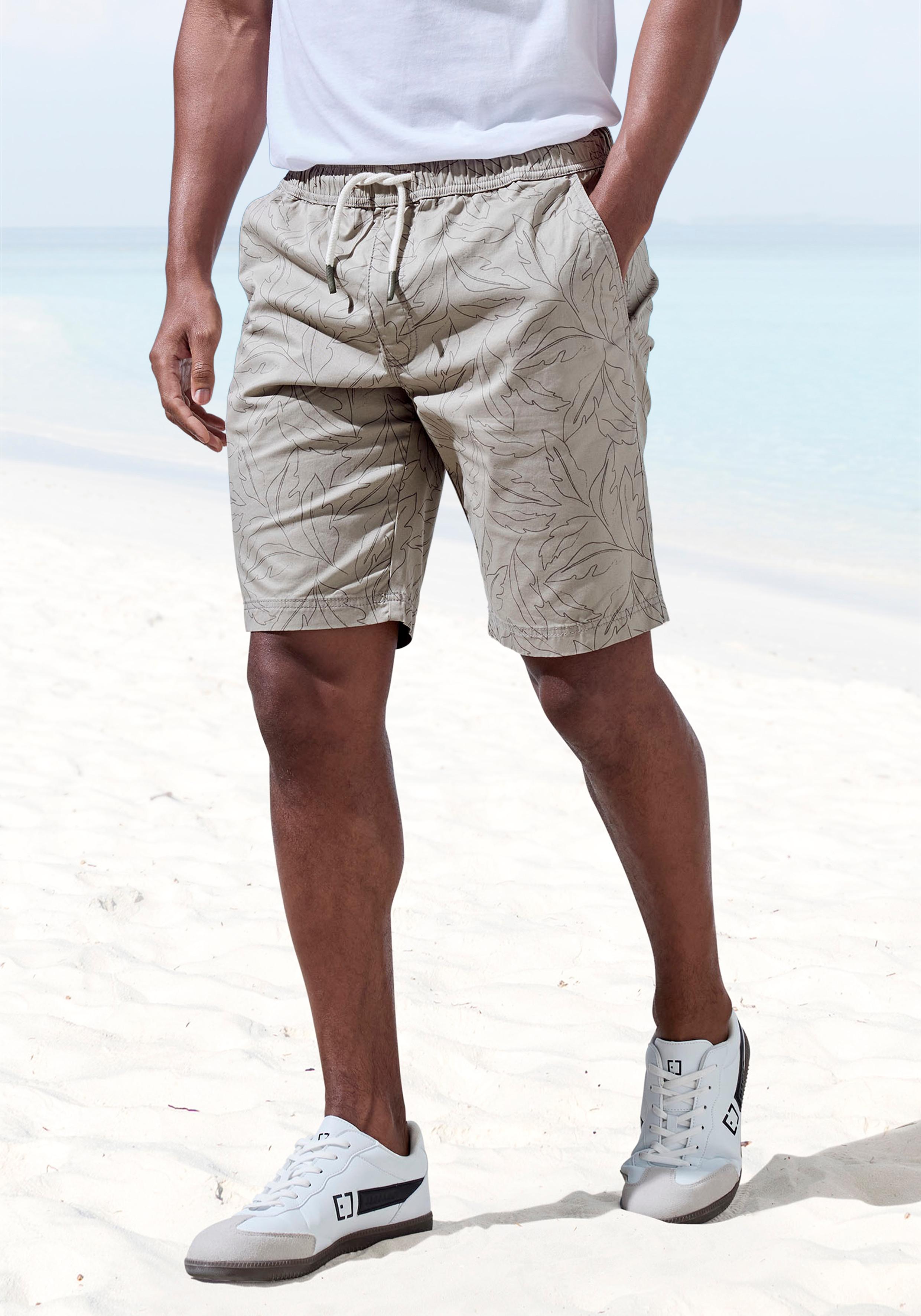 Shorts John Devin "Bermuda", Herren, Gr. M, N-Gr, Beige (Beige Bedruckt), Web, Obermaterial: 97% Baumwolle, 3% Elasthan, Bedruckt, Regular Fit Kurz, Hosen Shorts, Kurze Hose Aus Elastischer, Gewebter BaumwollqualitäT