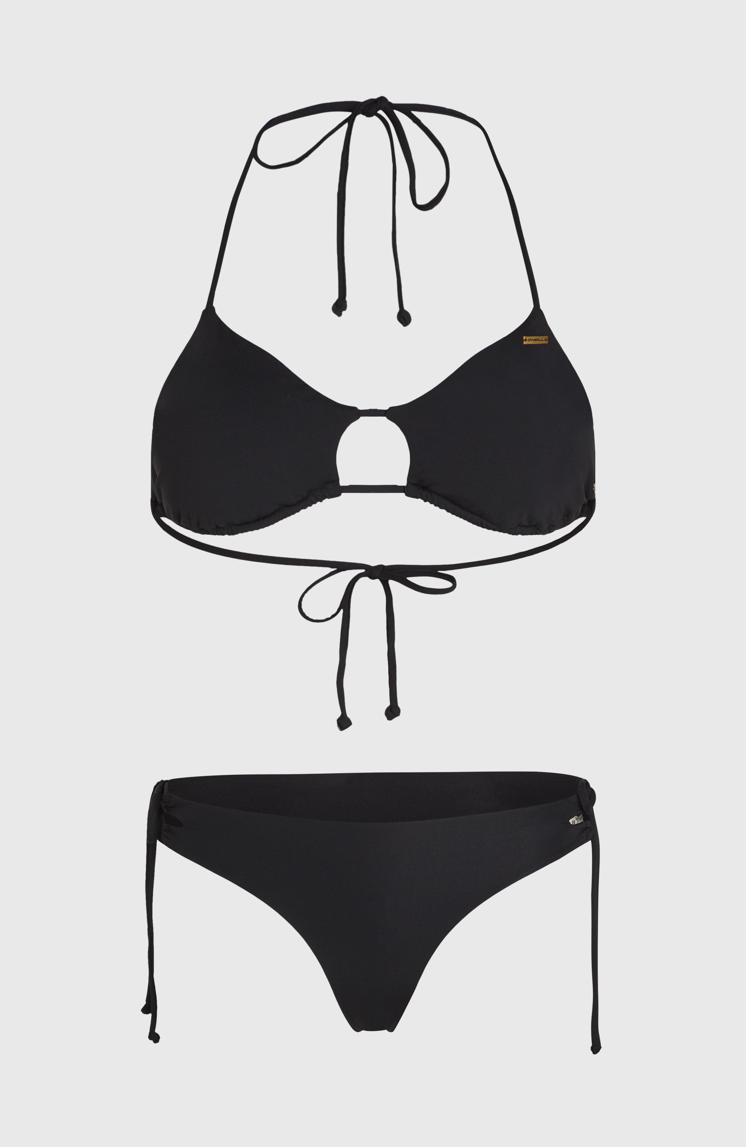 Triangel-Bikini O'neill "Madrid Jensen Bikini Set", Damen, Gr. 38, N-Gr, Schwarz, Obermaterial: 85% Polyamid, 15% Elasthan, Bikini-Sets Triangel-Bikini, Mit Verstellbaren TräGern, Mit Herausnehmbaren Pads