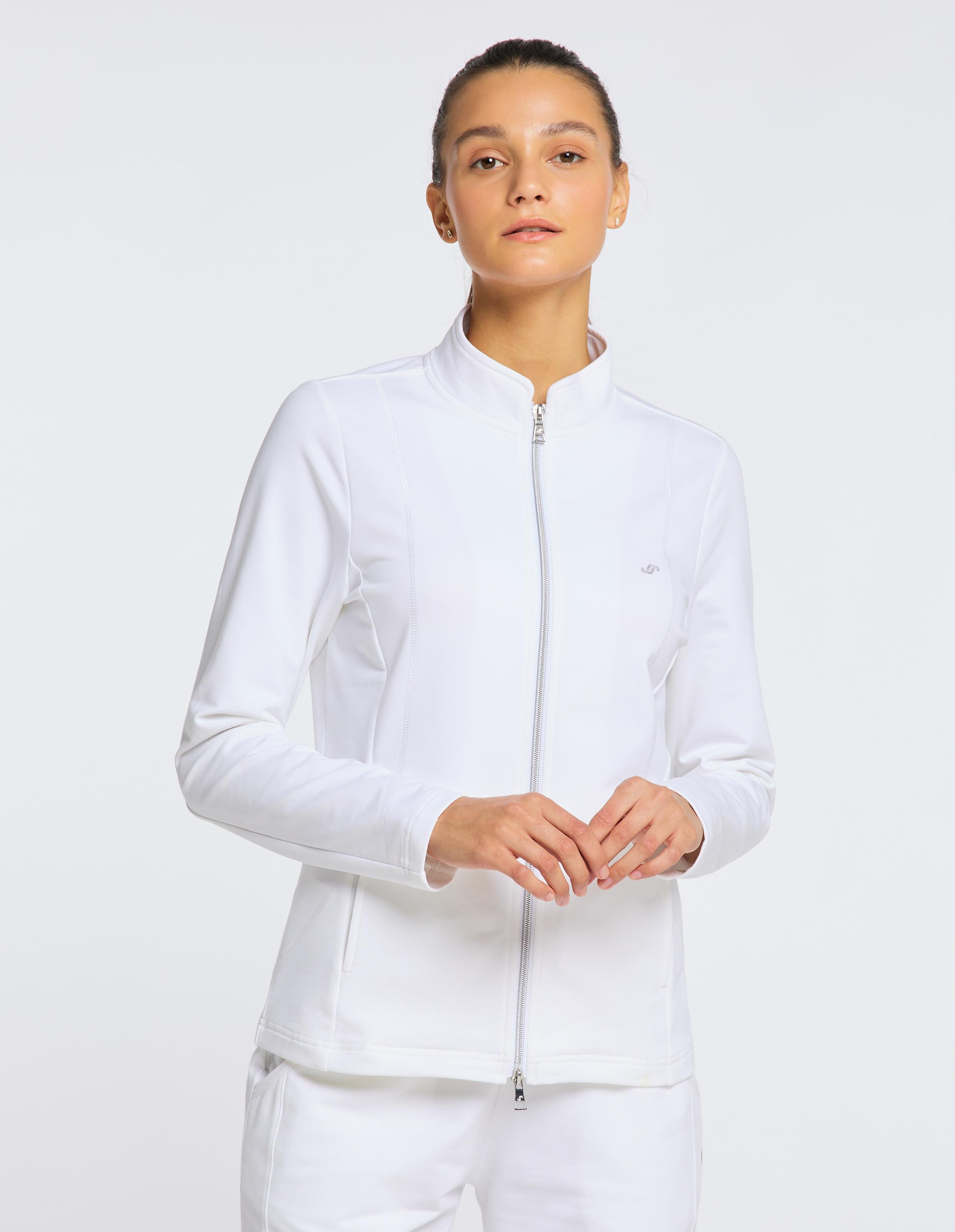 Sweatjacke Joy Sportswear "Dorit", Damen, Gr. 50, Weiß, Obermaterial: 70% Baumwolle, 25% Polyester, 5% Elasthan, Normal, Sweatjacken Sweatjacke