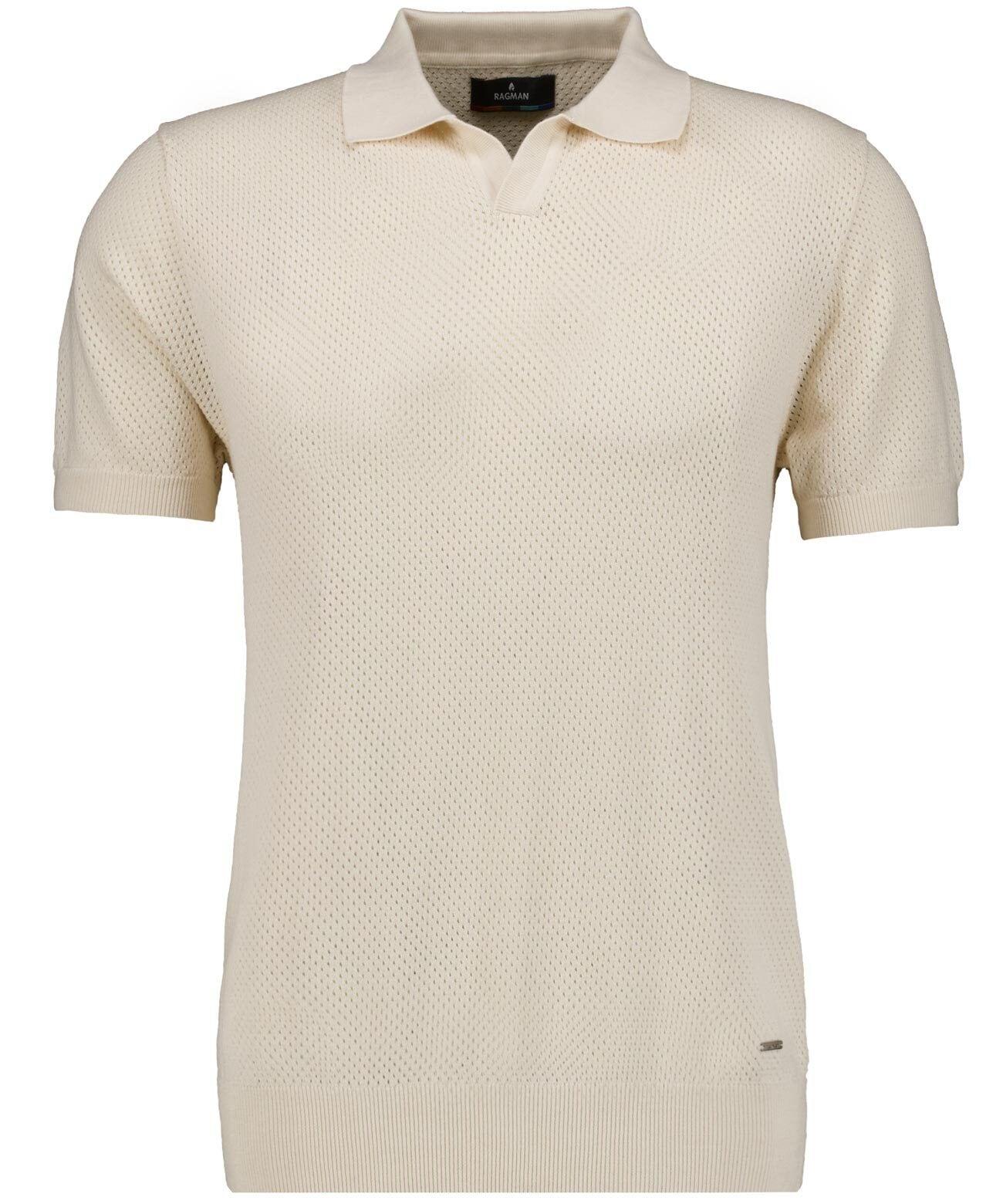 Poloshirt Ragman, Herren, Gr. Xxl, Beige (Ecru, 004), Feinstrick, Baumwolle, Regular Fit, Ohne Ausschnitt, Shirts