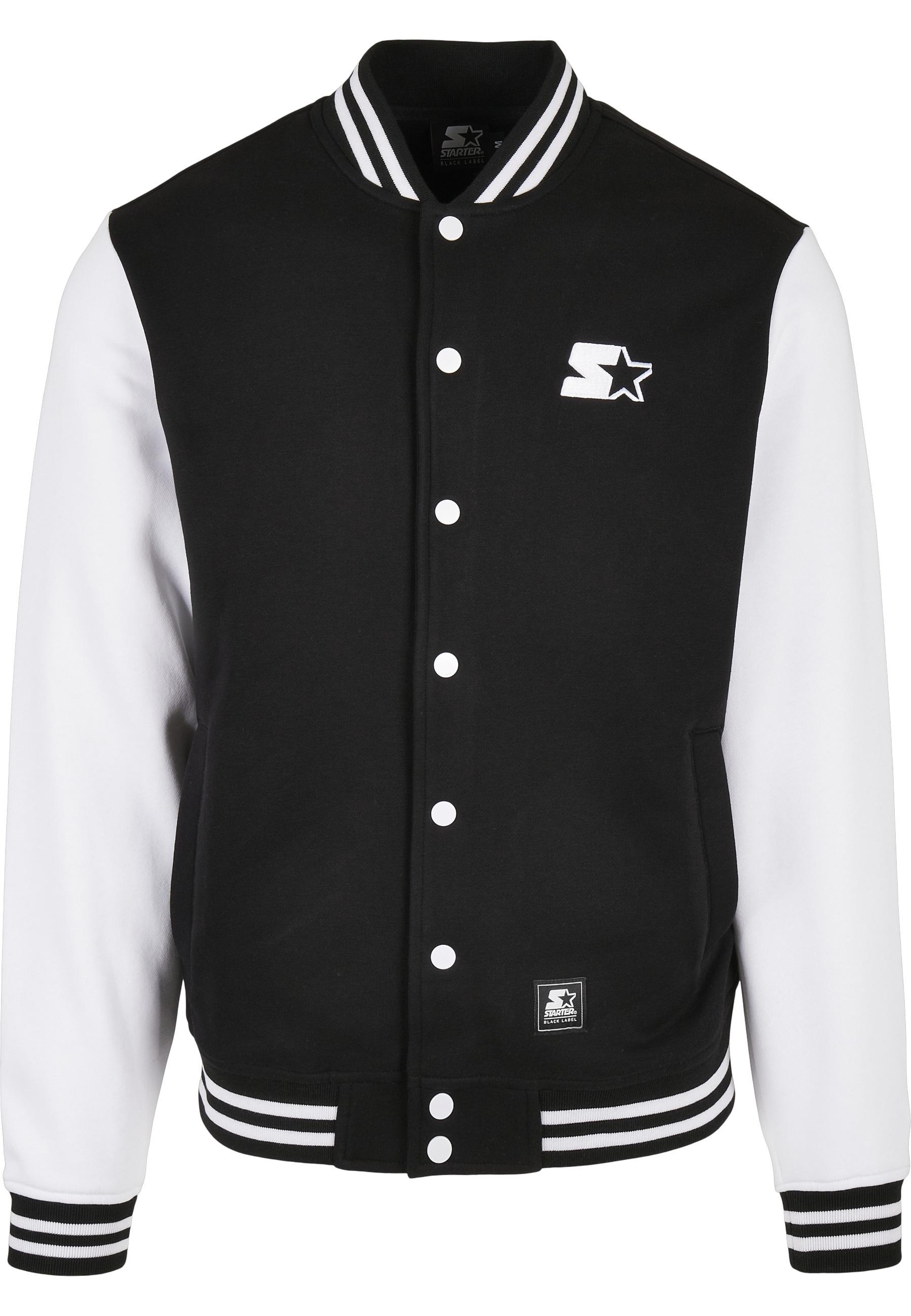 Allwetterjacke Starter Black Label "Starter Black Label Herren Starter College Fleece Jacket", Herren, Gr. M, Schwarz, Weiß, 65% Baumwolle, 35% Polyester, Mehrfarbig, Loose Fit, Amerikanischer Ausschnitt, Jacken