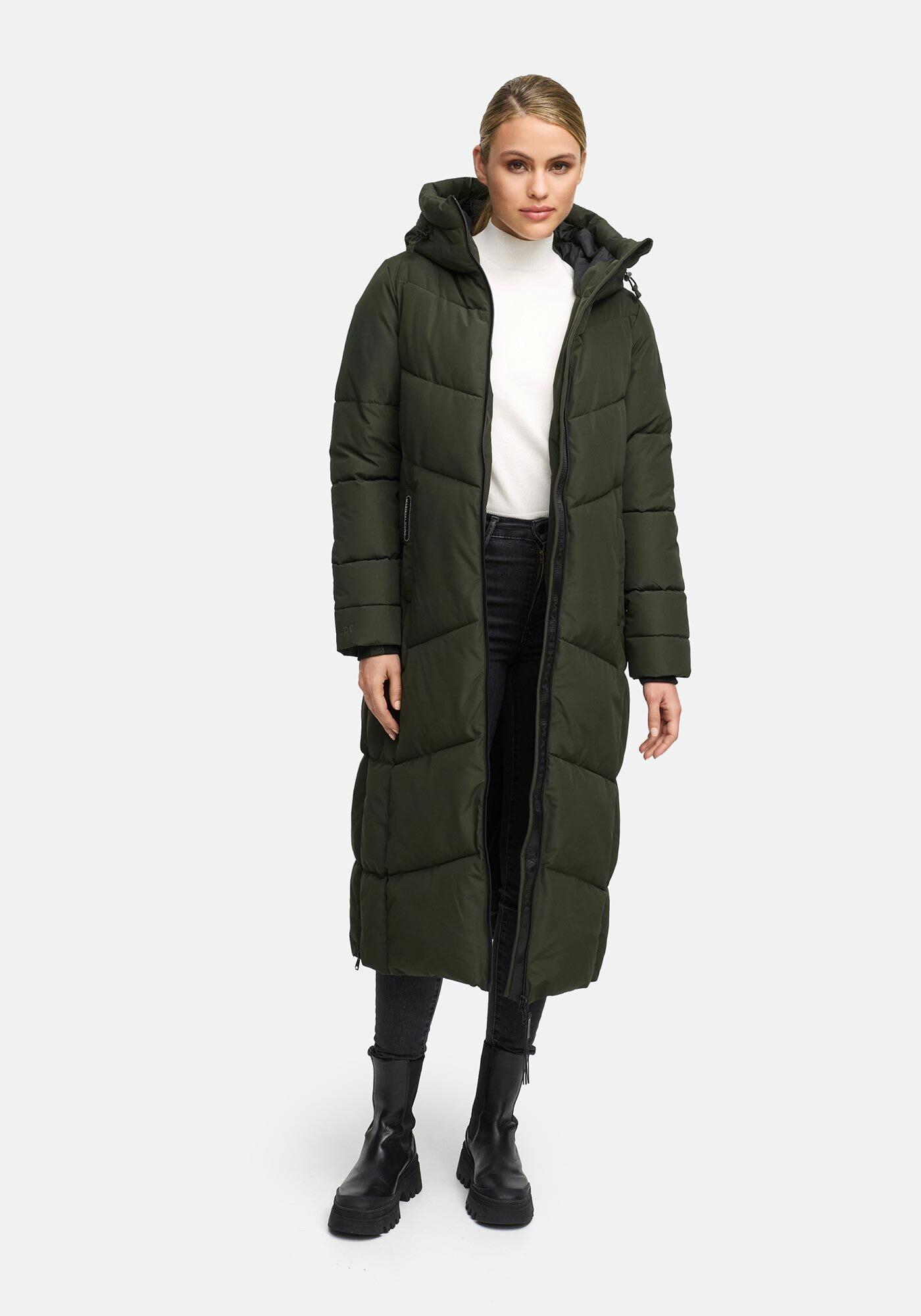 Winterjacke Marikoo "Firella", Damen, Gr. 4XL, GrüN (Schwarzolive), Obermaterial: 100% Polyester. Futter: 100% Polyester. Wattierung: 100% Polyester. ÄRmelfutter: 100% Polyester, Jacken Winterjacke, Extra Lange Passform Und Seitliche BelüFtungsöFfnungen