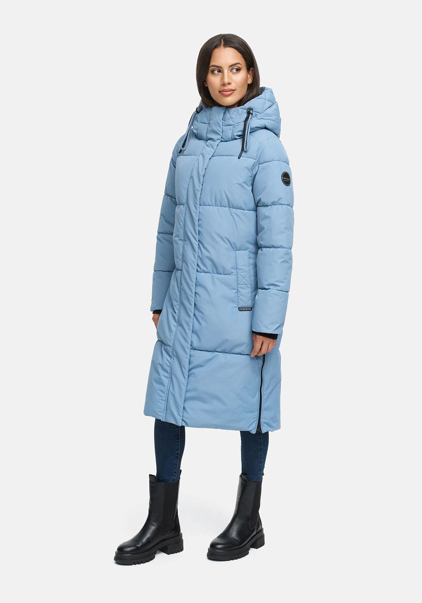 Winterjacke Marikoo "Michikoo", Damen, Gr. L, Blau (Powderblau), Obermaterial: 100% Polyester. Futter: 100% Polyester. Wattierung: 100% Polyester. ÄRmelfutter: 100% Polyester, Jacken Winterjacke, Extra Langer Schnitt Mit Seitlichen BelüFtungsöFfnungen