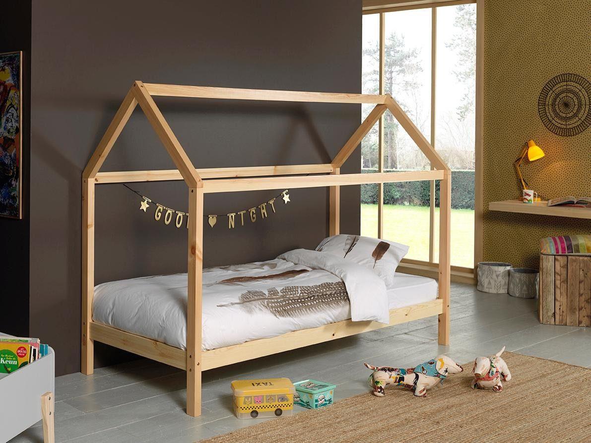 Hausbett Vipack "Dallas, Hausbett Kiefer Massiv, Stabil Gebaut, Mit Rolllattenrost", Beige (Kiefer Massiv Natur), B:98Cm H:158,5Cm L:208Cm, Betten, Wahlweise Mit Oder Ohne Bettschublade, 2 Farben Zur Wahl