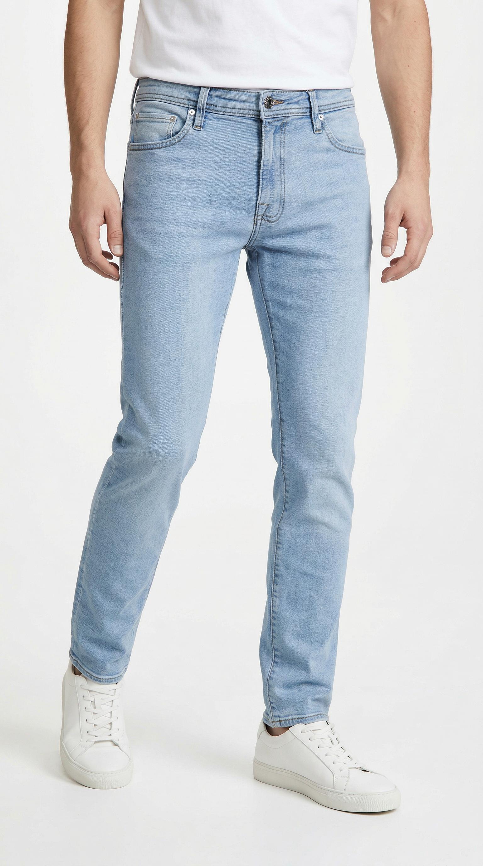 Slim-Fit-Jeans Jack & Jones "Jjiglenn Jjfelix Am 446 Noos", Herren, Gr. 30, LäNge 32, Blau (Light Blau Denim), Denim/Jeans, Obermaterial: 99% Baumwolle, 1% Elasthan, Clean, Slim Fit Lang, Jeans Slim-Fit-Jeans, Baumwollmischung, Slim Fit