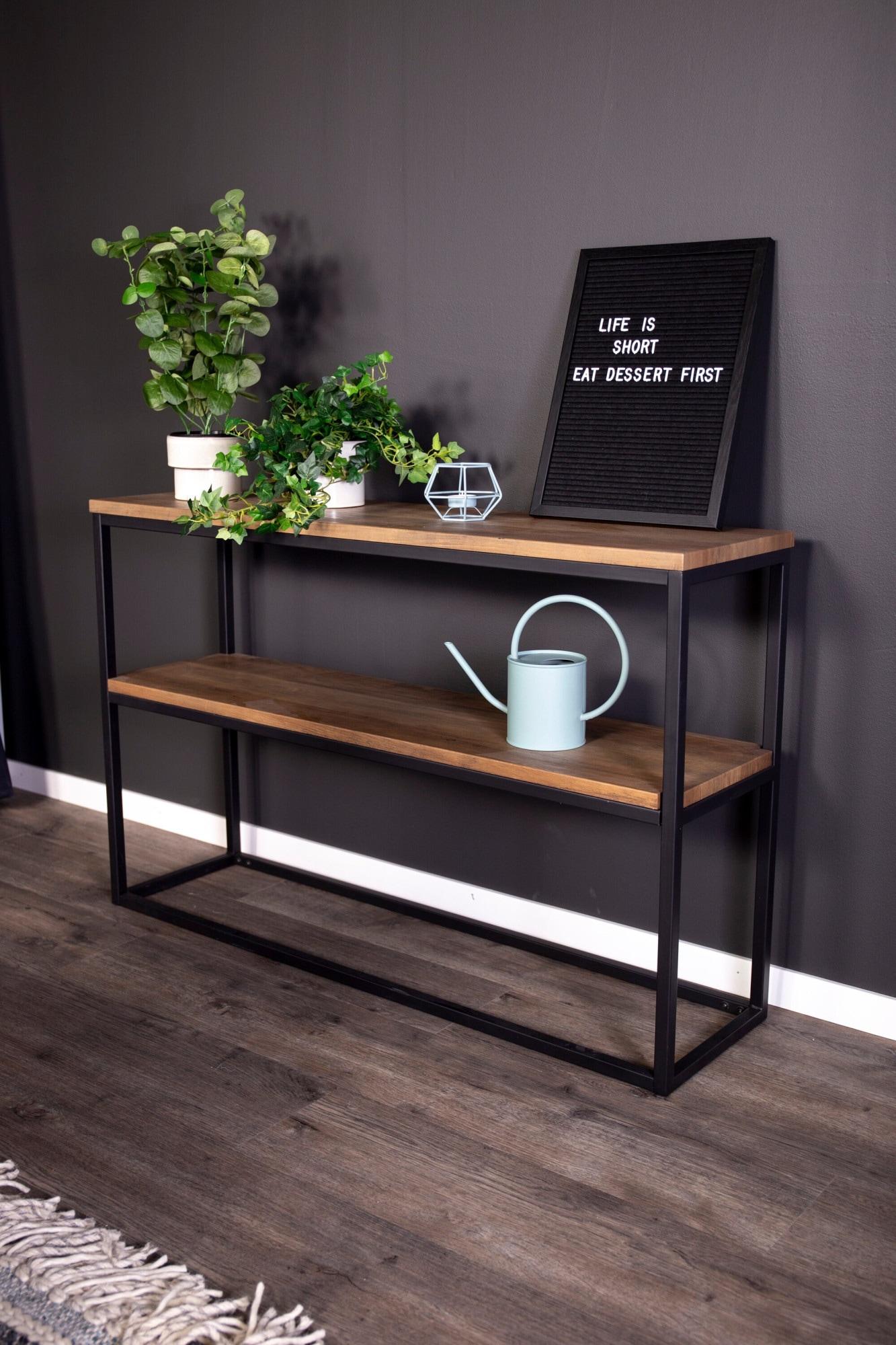 Beistelltisch Venture Home "Rise, Schmaler Nachttisch In Heller Eschenoptik, 45 × 30 Cm", Schwarz, Walnuss, Walnuss, B:30Cm H:70Cm T:30Cm, Tische, Beistelltisch, Schlafzimmertisch, Mdf, Papierlaminat, Metallrahmen, Schlank, Urban
