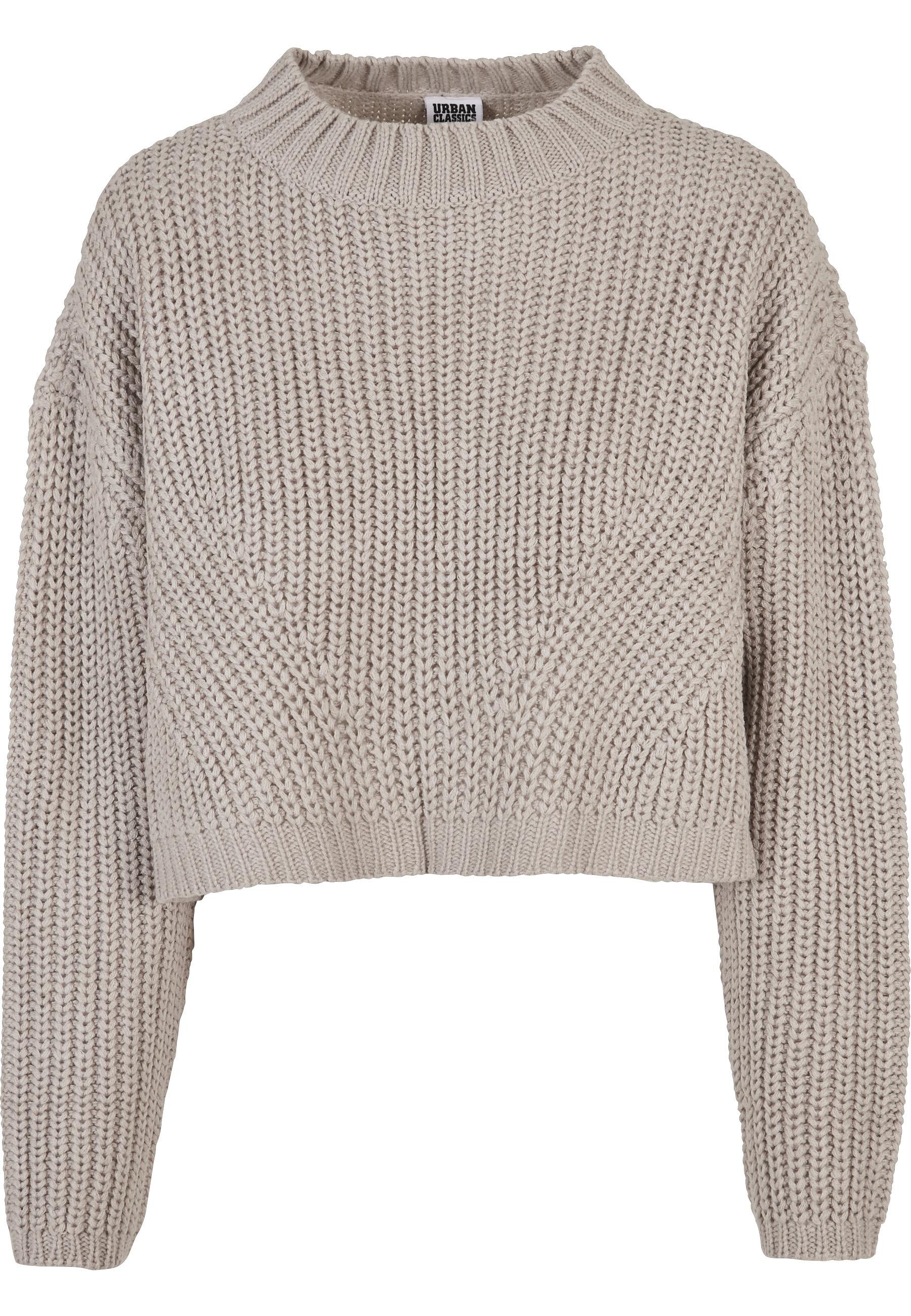 Rundhalspullover Urban Classics "Urban Classics Damen Ladies Wide Oversize Sweater", Damen, Gr. Xs, Beige (Warmgrau), 100% Polyacryl, Unifarben, Oversize, Rundhals, Pullover Rundhalspullover