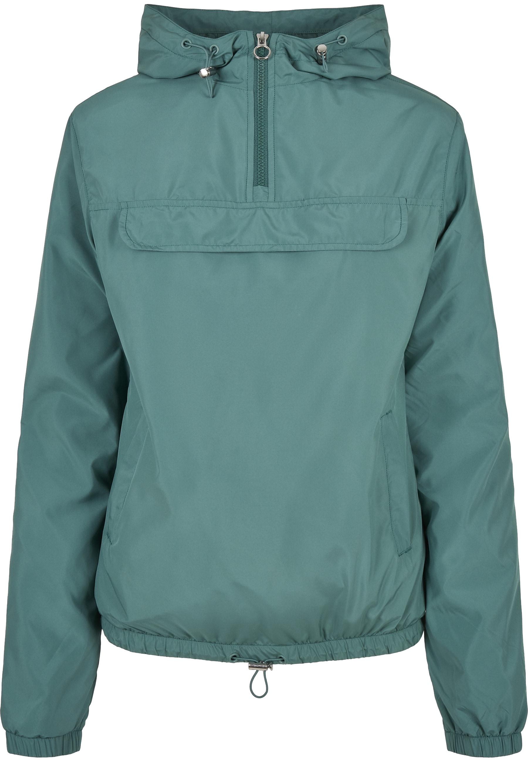 Langmantel Urban Classics "Urban Classics Damen Ladies Basic Pull Over Jacket", Damen, Gr. M, Paleleaf, 100% Polyester, MäNtel