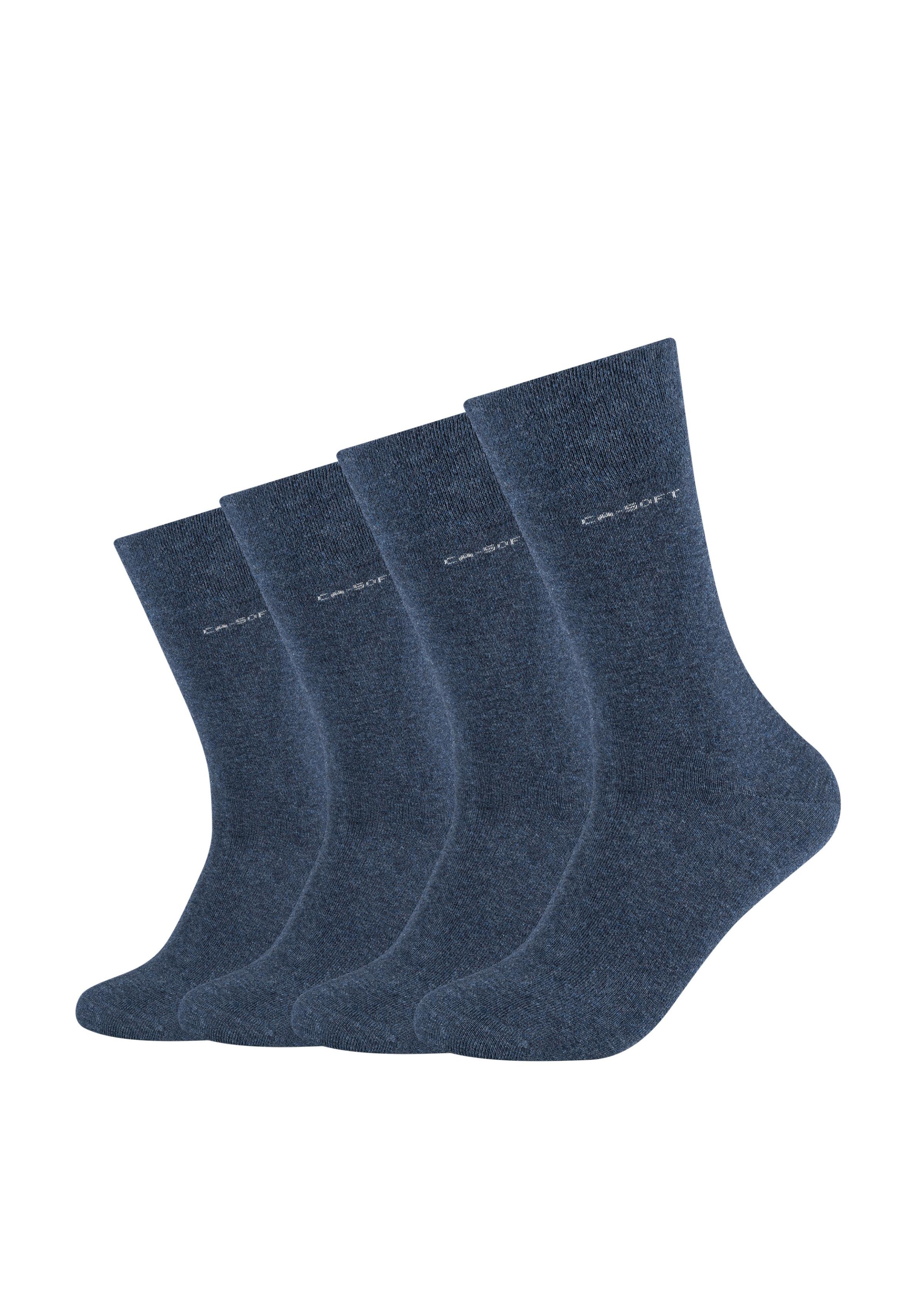 Socken Camano "Ca-Soft", Herren, Gr. 47-49, Blau (Jeansblau, Meliert), Baumwollmischung, Melange, Meliert, Normal, Socken Socken, Mit VerstäRktem Fersen- Und Zehenbereich