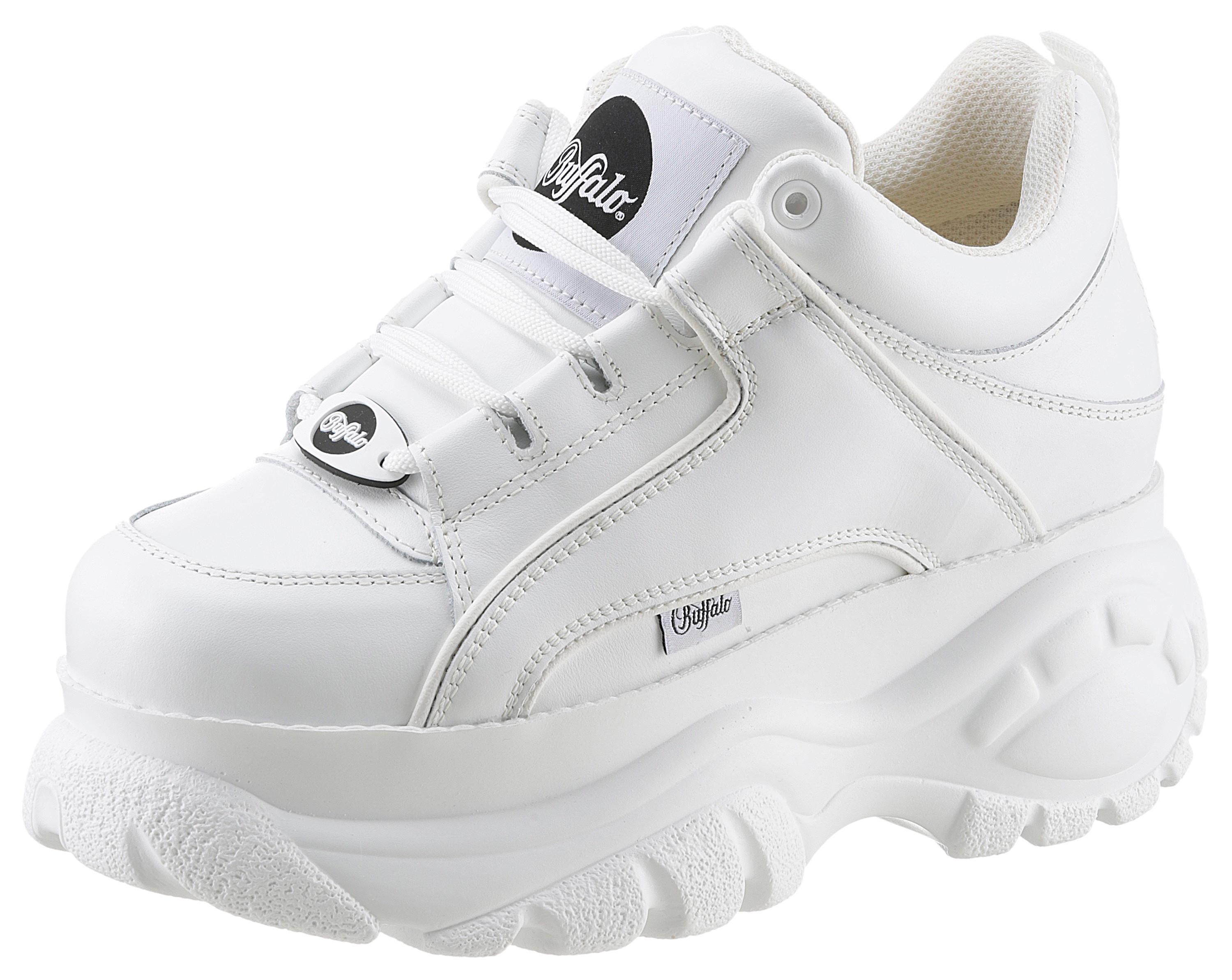 Sneaker Buffalo, Damen, Gr. 38, Weiß, Leder, Schuhe Sneaker, Freizeitschuh, Ugly-Sneaker, SchnüRschuh Mit Memoryfoam-Innensohle