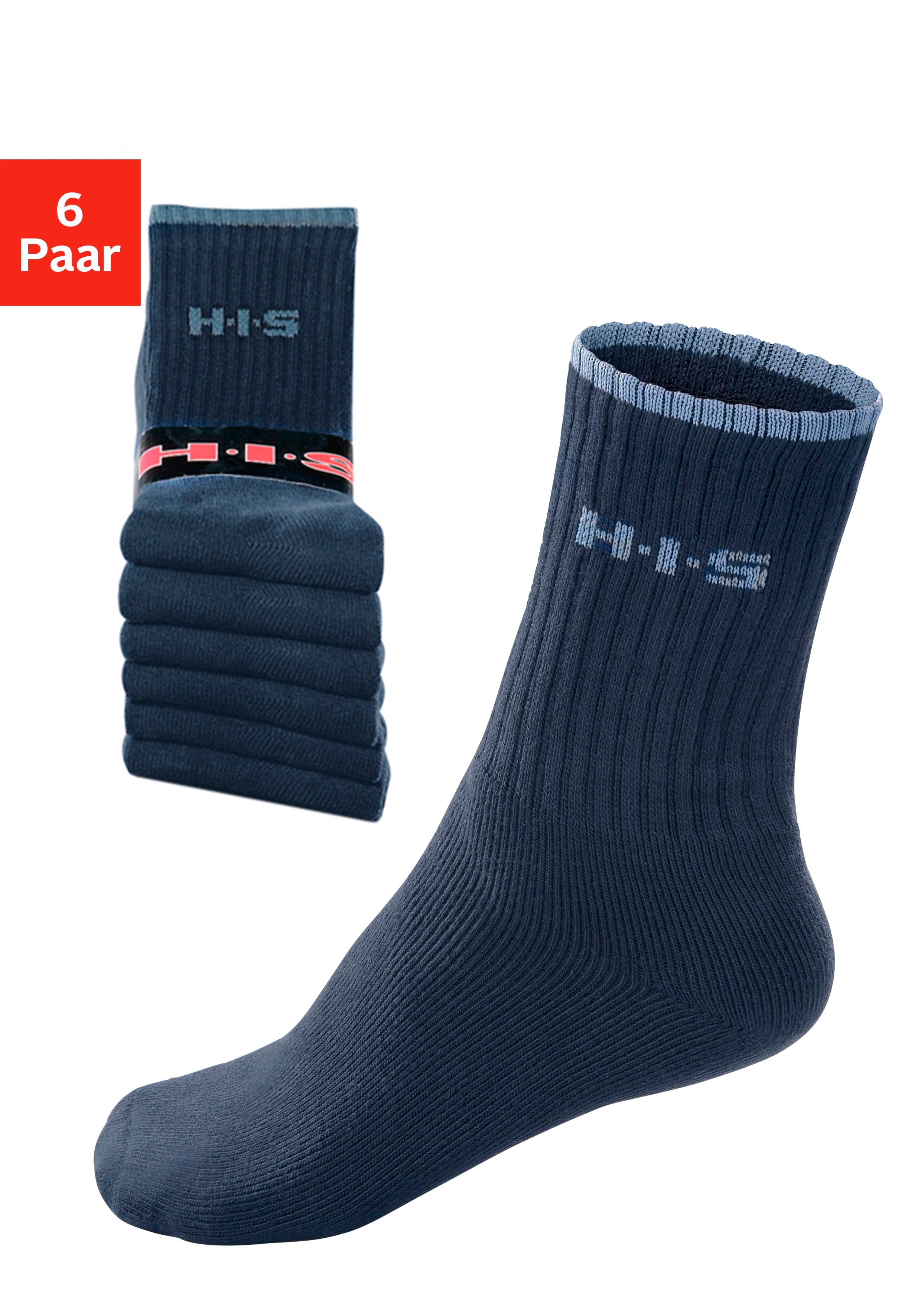 Sportsocken H.I.S, Damen, Gr. 39-42, Blau (Marine), Baumwollmischung, Rippstruktur, Elastisch, Socken Sportsocken, Mit Frottee & VerstäRkten Belastungszonen