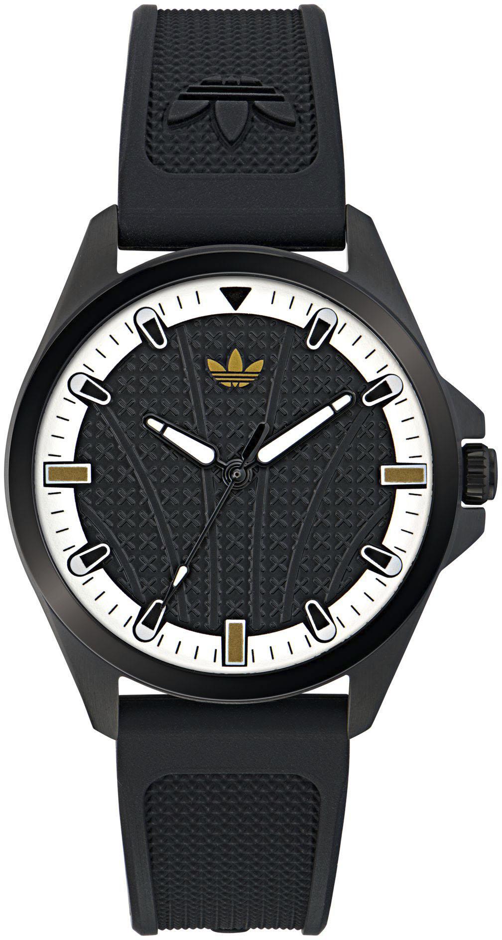 Quarzuhr adidas originals "Originals Iconic One", Schwarz, Armbanduhren, Damen, Quarzuhr, Armbanduhr,Herrenuhr,Damenuhr,Silikonarmband,Wasserabweisend Bis 5 Bar