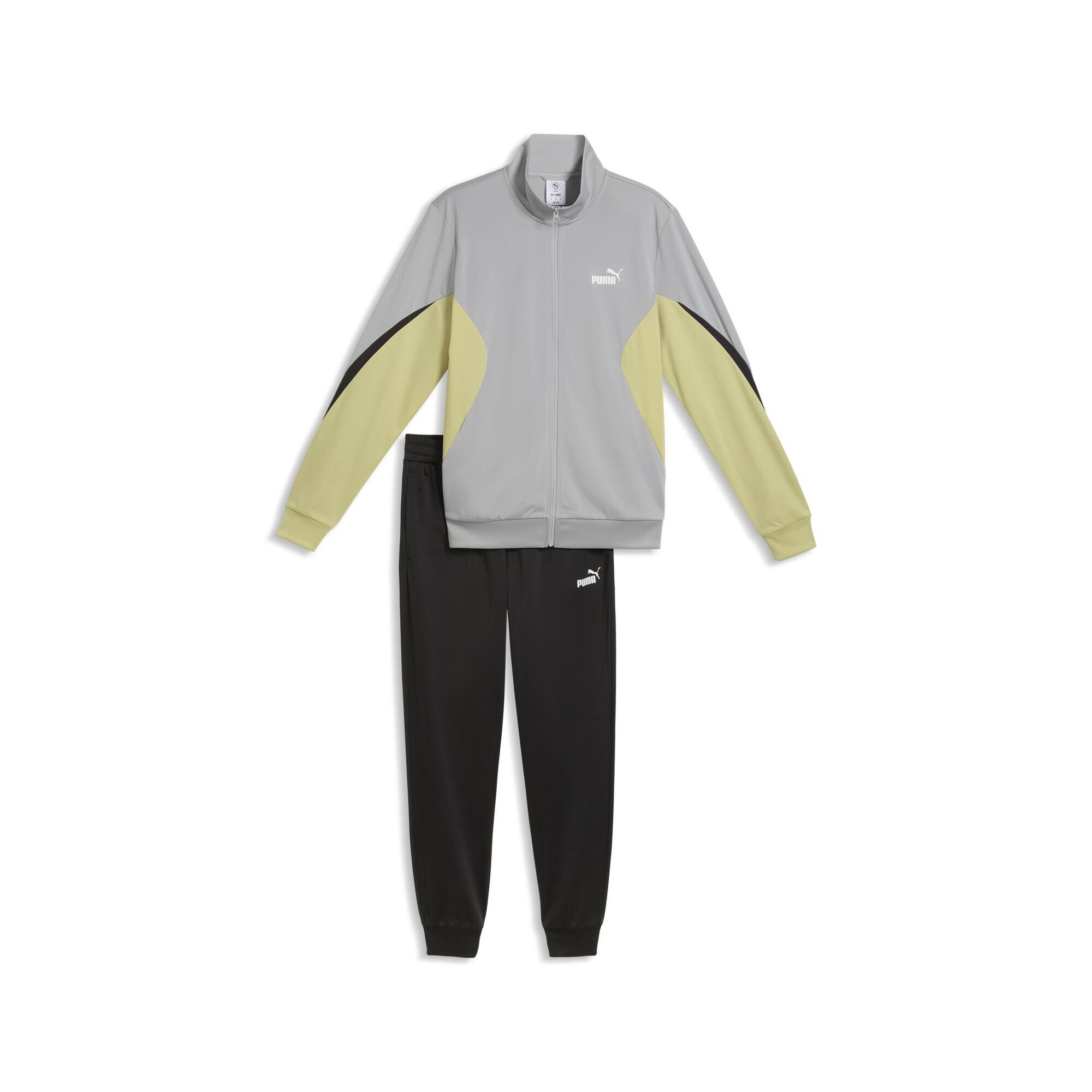 Jogginganzug Puma "Essentials Block Trainingsanzug Herren", Herren, Gr. S, Gray Echo, Obermaterial: 100% Polyester. Taschenfutter: 100% Polyester. Rippe: 2% Elasthan, 98% Polyester, SportanzüGe Jogginganzug
