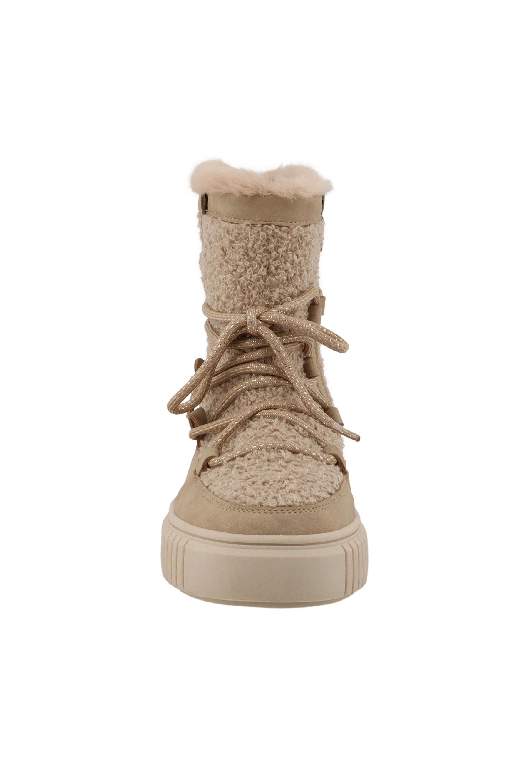 Stiefel Tom Tailor "Tom Tailor Winter Boots", Damen, Gr. 37, Sand, Polyester, Unifarben, Schuhe Stiefel