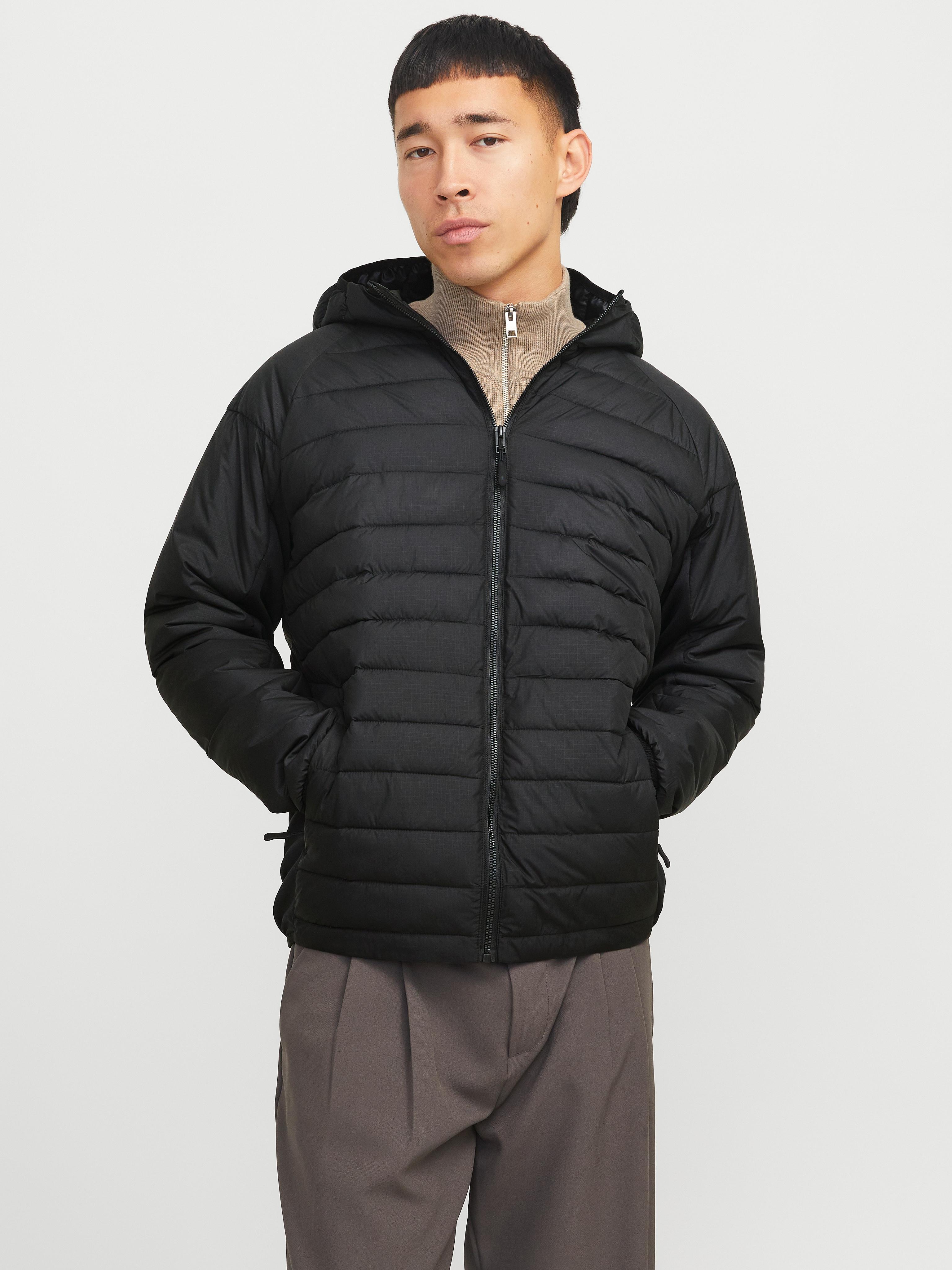 Steppjacke Jack & Jones "Jjestate Hybrid Jacket Noos", Herren, Gr. Xl, Schwarz, Web, Obermaterial: 100% Polyester, Unifarben, Regular Fit Taillenbedeckt, Ohne Ausschnitt, Elastischer Bund, Jacken Steppjacke, Mit Kapuze