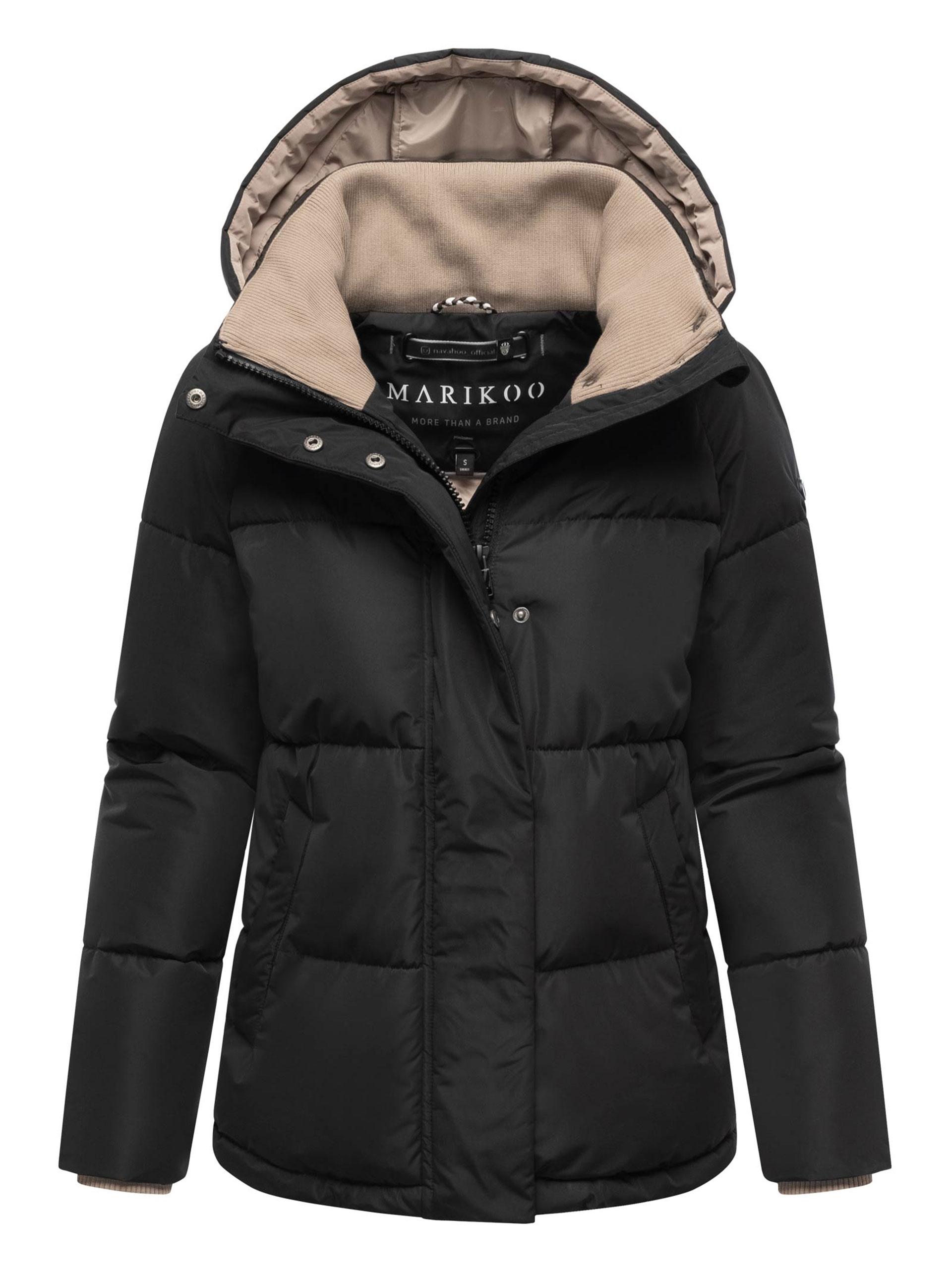 Marikoo Damen Steppjacke Omariaa Mit Colorblocking & Abnehmbarer Kapuze