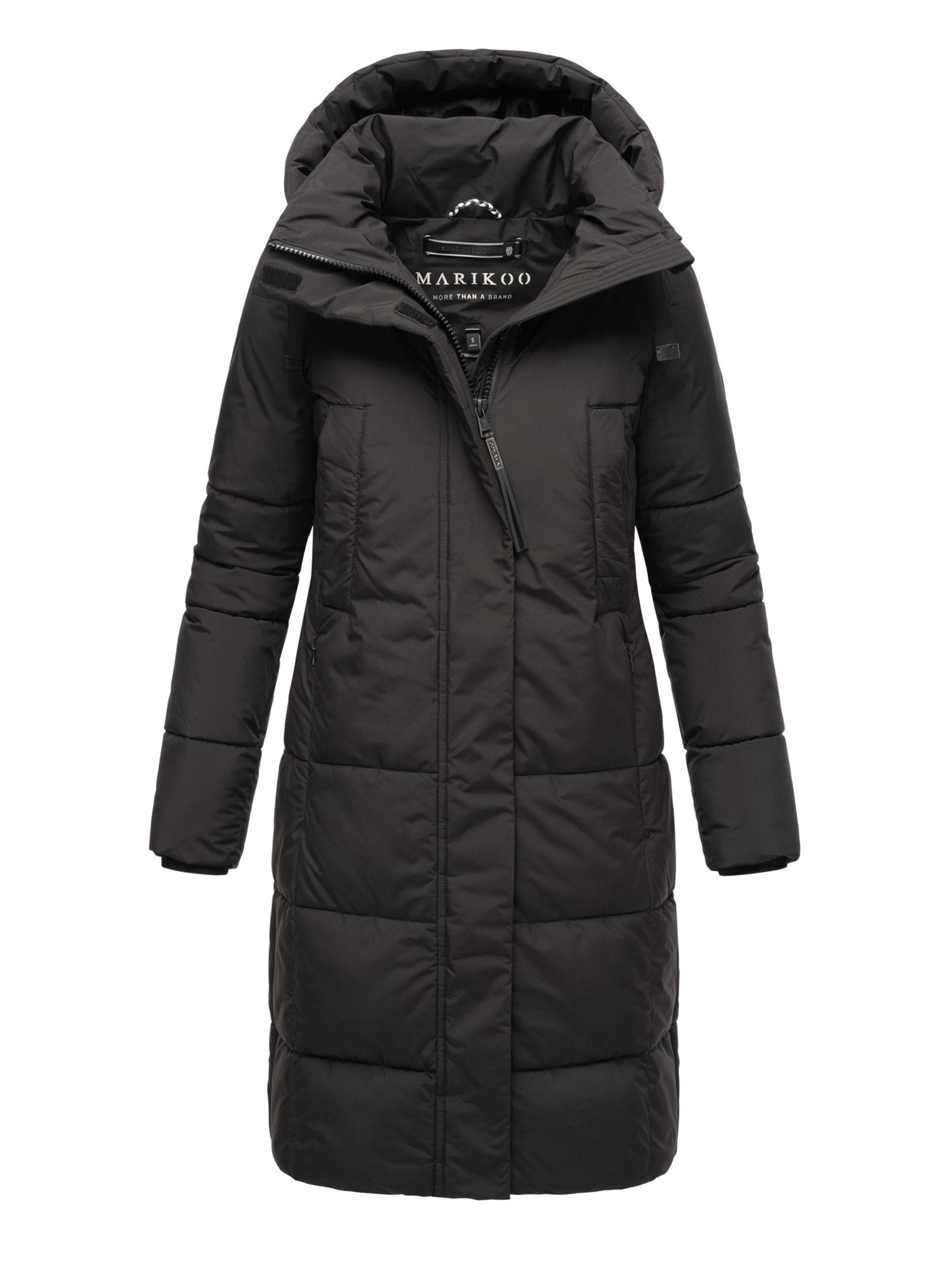 Marikoo Damen Steppjacke Laryaa – Lang, Warm & Mit Abnehmbarer Kapuze