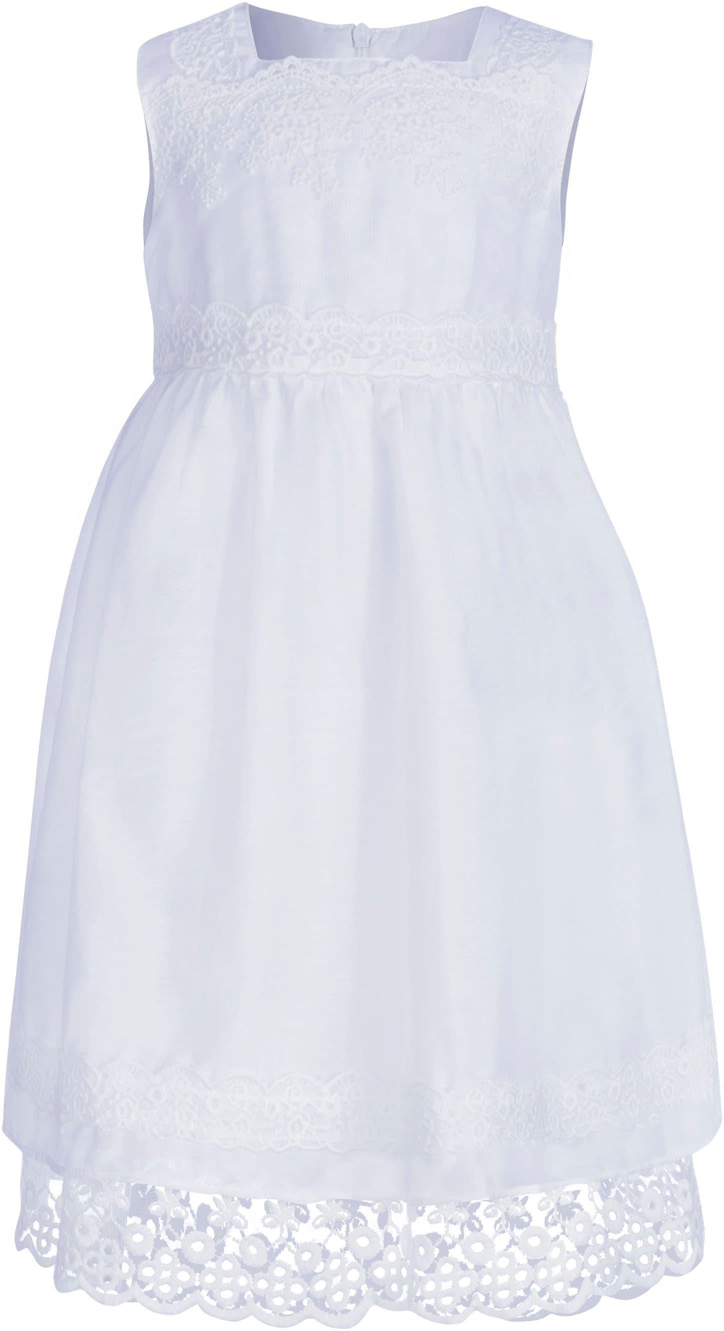 Taufkleid Happy Girls "Dress", MäDchen, Gr. 122, N-Gr, Weiß, Web, Obermaterial: 40% Baumwolle, 30% Polyamid, 30% Polyester, Festlich, Lang, Eckiger Ausschnitt, Kleider