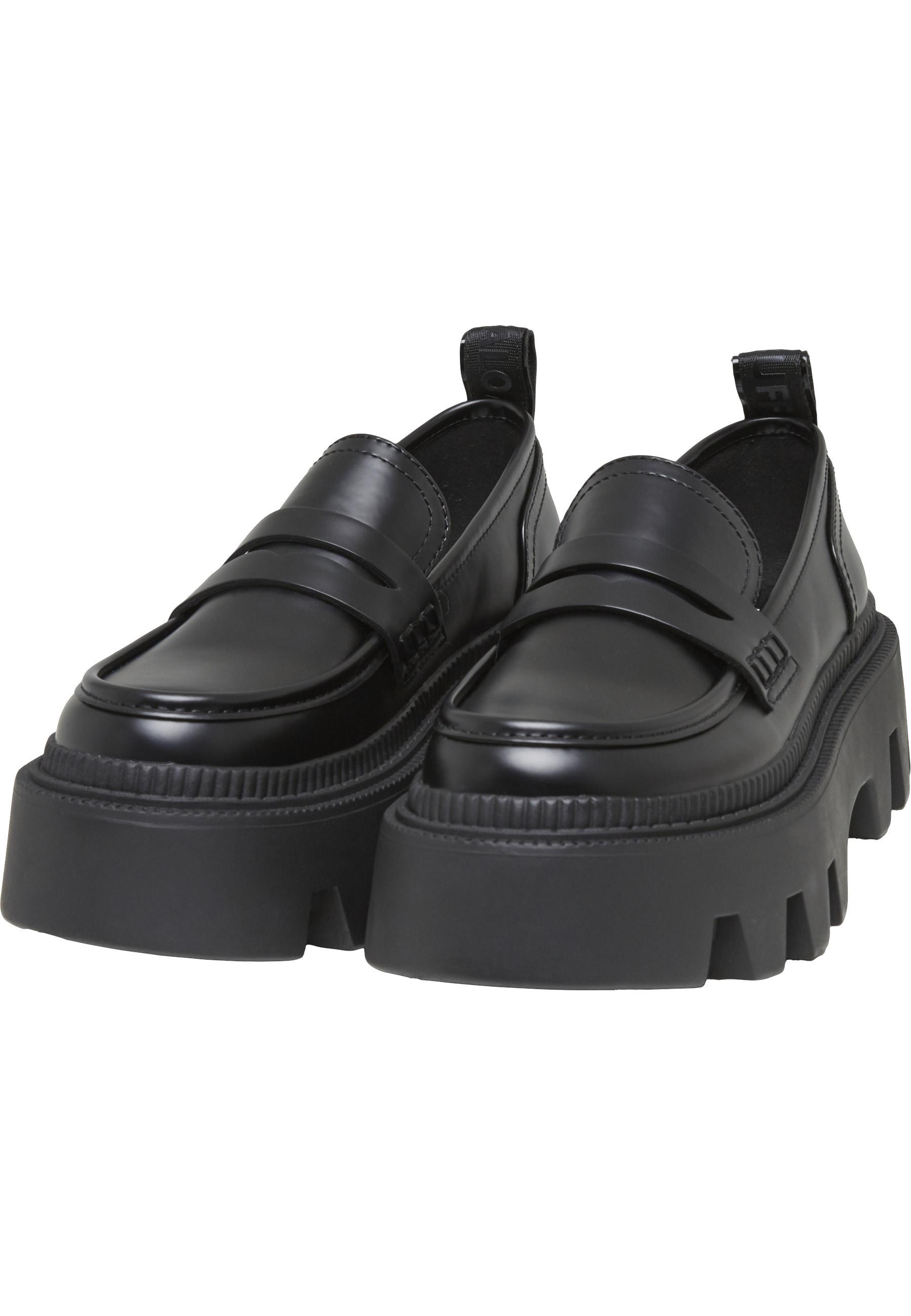 Trainingsschuh Buffalo "Buffalo Flora Loafer", Damen, Gr. 40, Schwarz, Synthetik, Unifarben, Schuhe