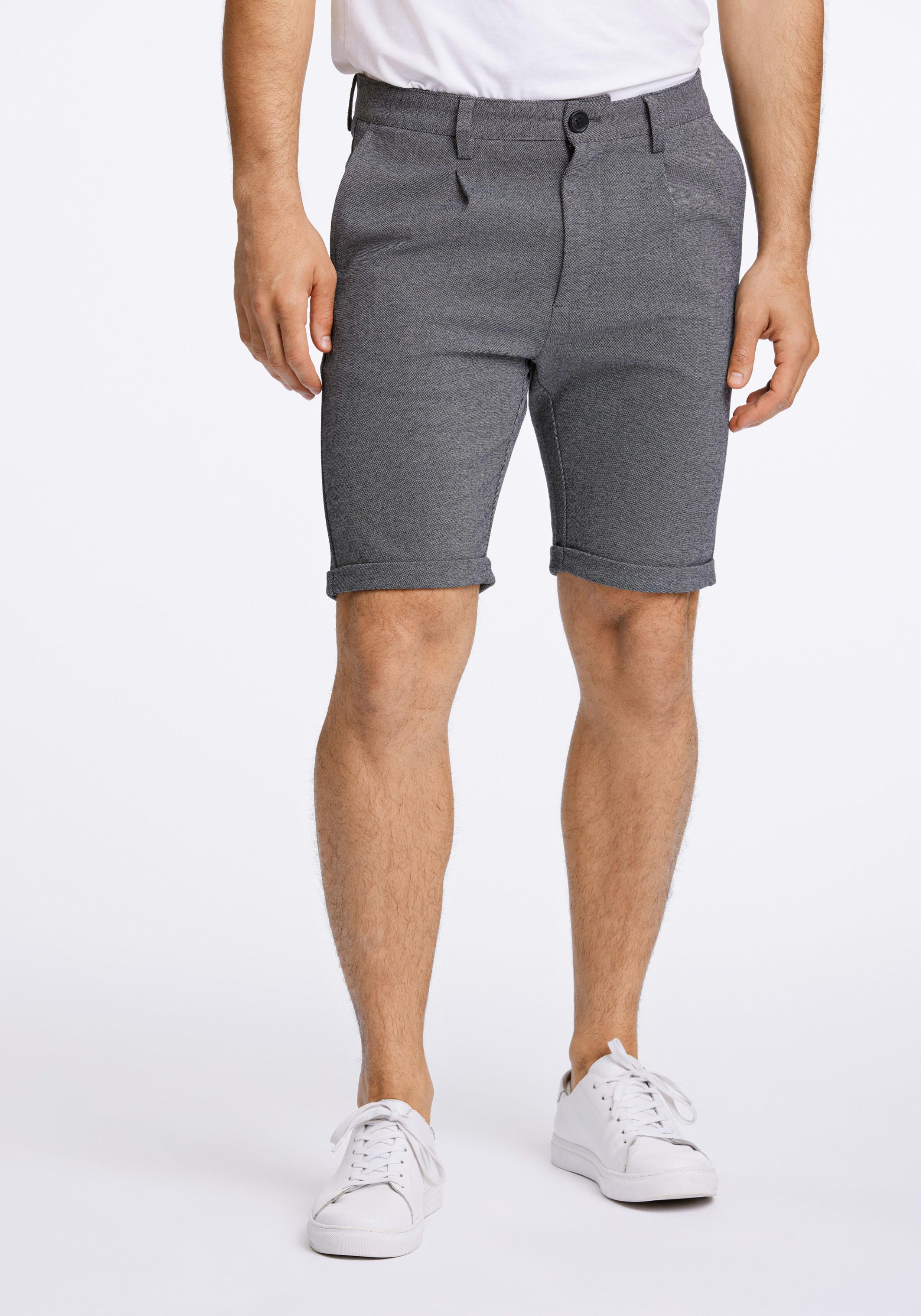 Chinoshorts Lindbergh, Herren, Gr. Xxl, N-Gr, Grau (Grau Mix), Web, Obermaterial: 75% Polyester, 22% Viskose, 3% Elasthan, Unifarben, Slim Fit Kniefrei, Hosen Chinoshorts, Im Slim Fit Und Mit Viskose Und Stretch