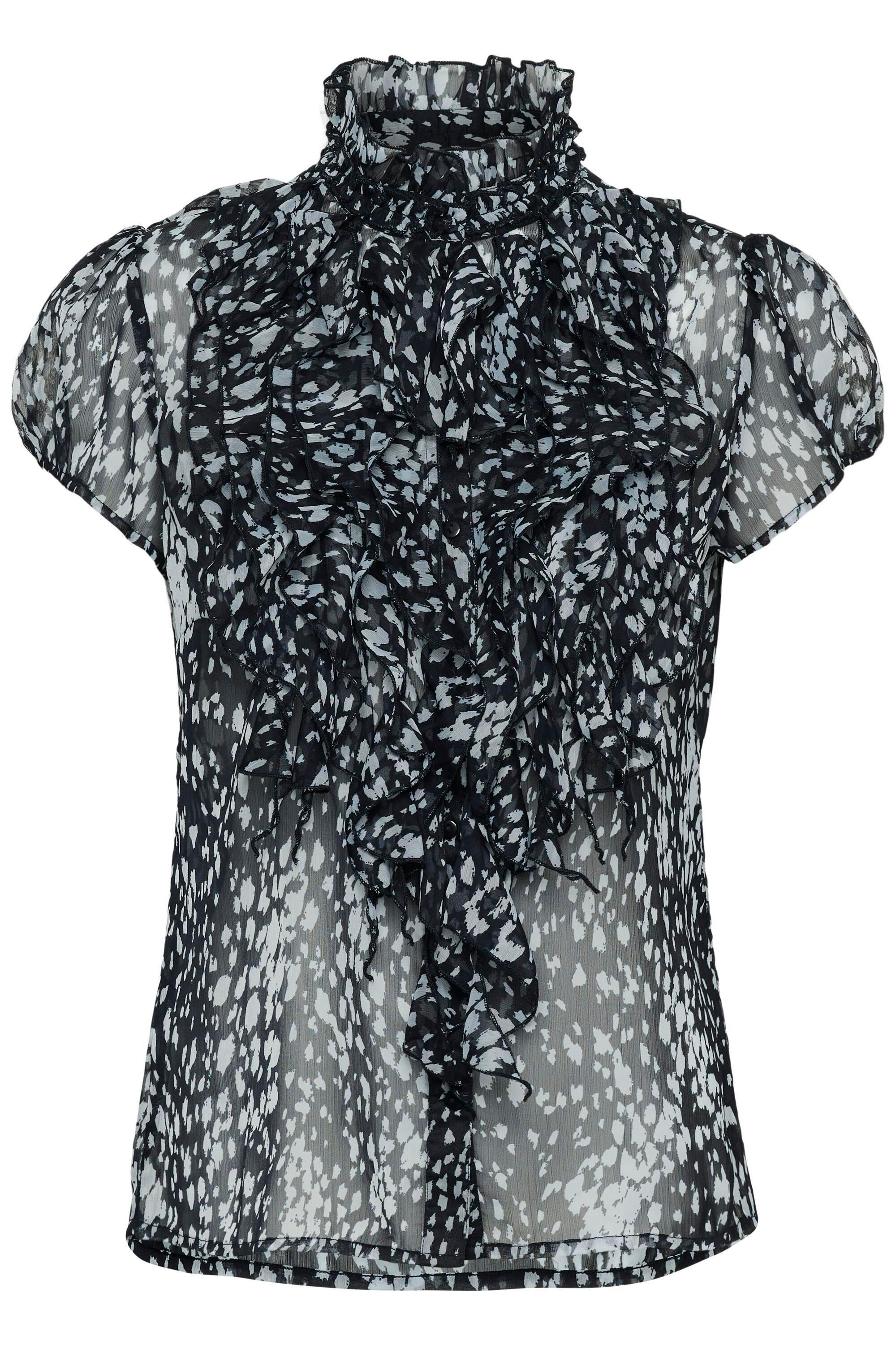 Langarmhemd Saint Tropez "Damen Langarm - Hemd Liljasz", Damen, Gr. S, N-Gr, Blau (Nightsky Spotty Animal), Obermaterial: 100% Polyester Pes., Hemden