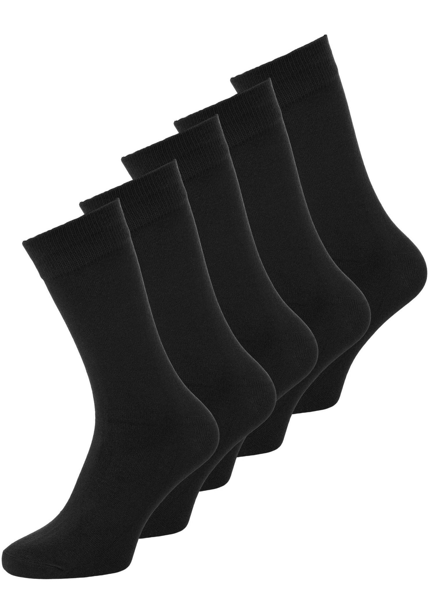 Basicsocken Jack & Jones "Jacbasic Bamboo Sock 5 Pack Noos", Herren, Schwarz, Baumwollmischung, Unifarben, Socken