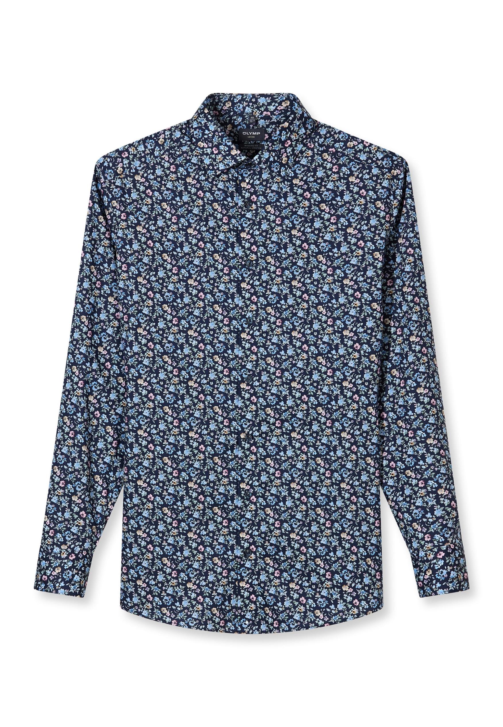 Businesshemd Olymp "Olymp Luxor, Modern Fit, New Kent", Herren, Gr. 40, Normaler Arm, Marine, 100% Baumwolle, Hemden