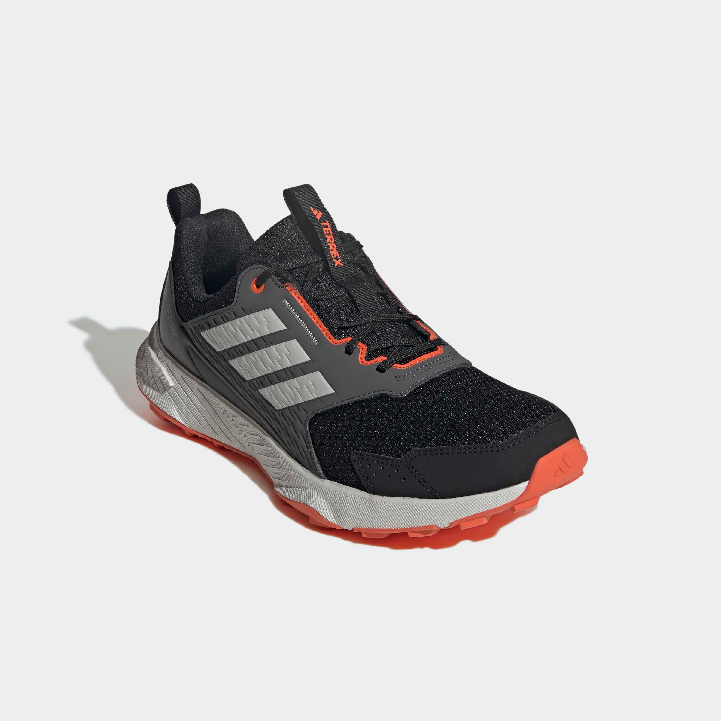 Trailrunningschuh Adidas Terrex "Tracefinder", Herren, Gr. 43, Core Schwarz, Grau One, Semi Impact Orange, Textil, Schuhe, Trail-Runningschuhe