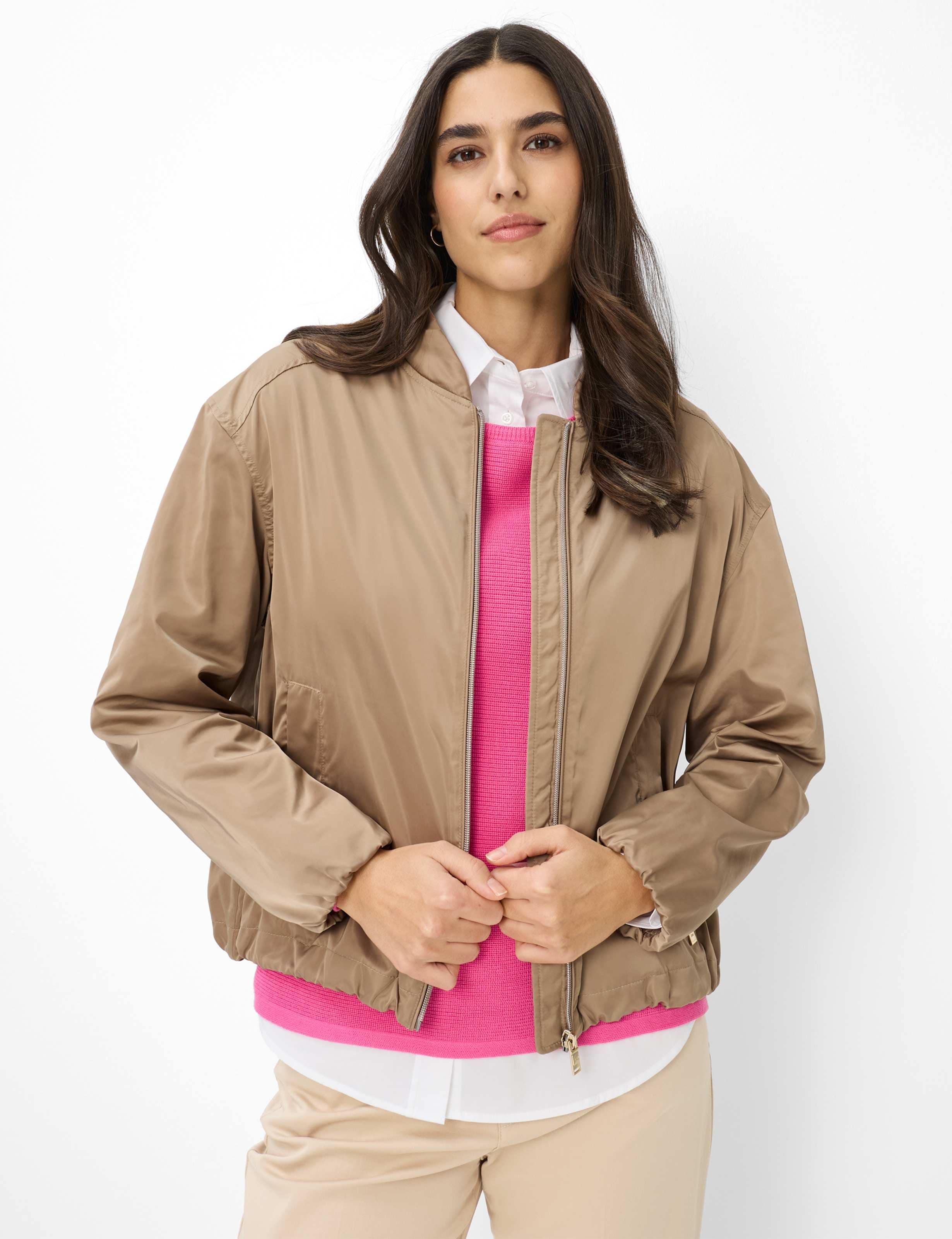 Steppjacke Brax "Style Roma", Damen, Gr. 46, Beige (Hellbraun), Web, 100% Polyester, Jacken Steppjacke