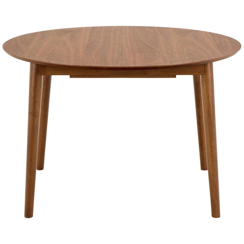 Mid.you Esstisch , Walnussfarben , Holz , Nussbaum, Kautschukholz , furniert, massiv , rund , rund , 115x75x115-154 cm , ausziehbar , Esszimmer, Esstische, Holztisch, Massivholztische