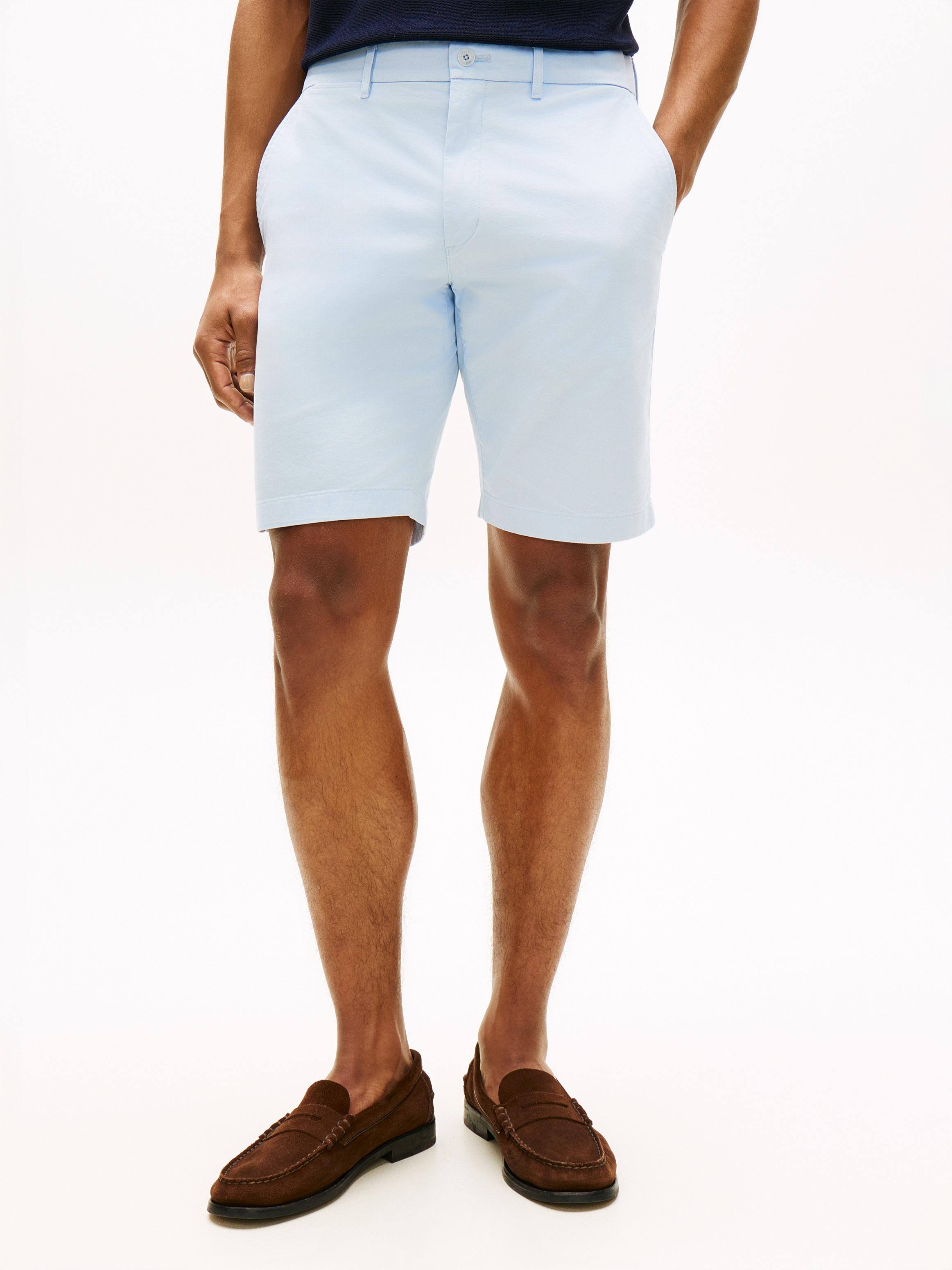 Chinoshorts Tommy Hilfiger "Denton", Herren, Gr. 38, N-Gr, Breezy Blau, Web, Obermaterial: 97% Baumwolle, 3% Elasthan, Gerade Kniefrei, Hosen Chinoshorts, Gerade Form, Schlichtes Design