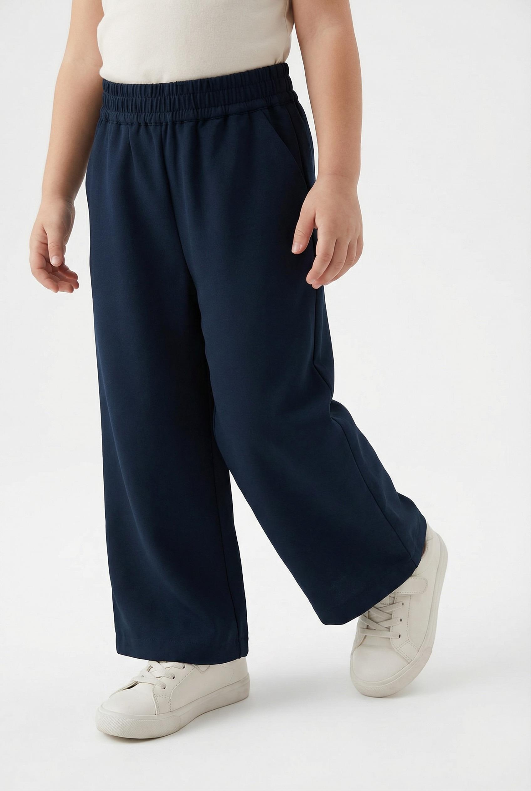 Stoffhose s.Oliver Junior, MäDchen, Gr. 146, N-Gr, Blau, Web, Obermaterial: 63% Polyester, 33% Viskose, 4% Elasthan, Unifarben, Loose Fit Lang, Hosen Stoffhose, Mit Weitem, Geradem Bein Und Gummizug