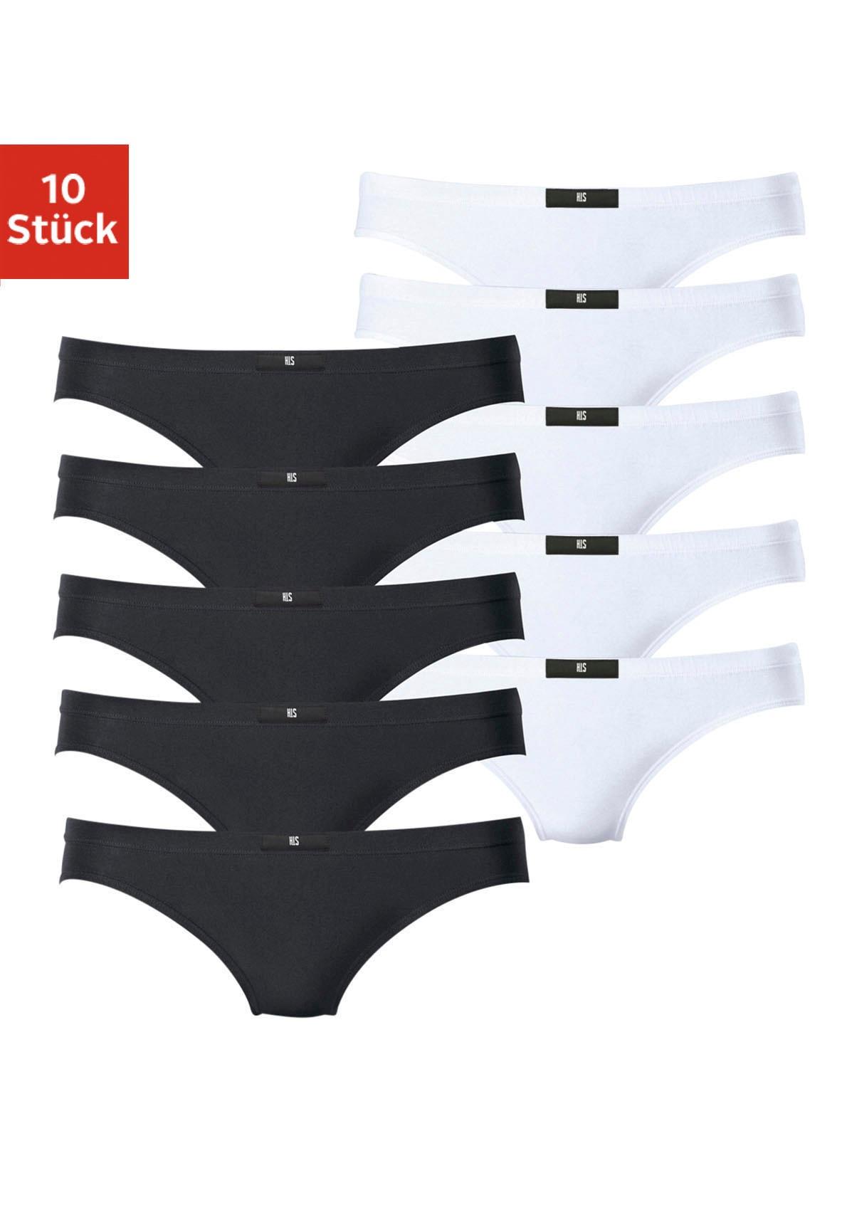 String H.I.S, Damen, Gr. 36, Schwarz-Weiß (Schwarz, Weiß), Jersey, Obermaterial: 95% Baumwolle, 5% Elasthan, Unifarben, KöRpernah, Unterhosen String, Aus Elastischer Baumwoll-QualitäT