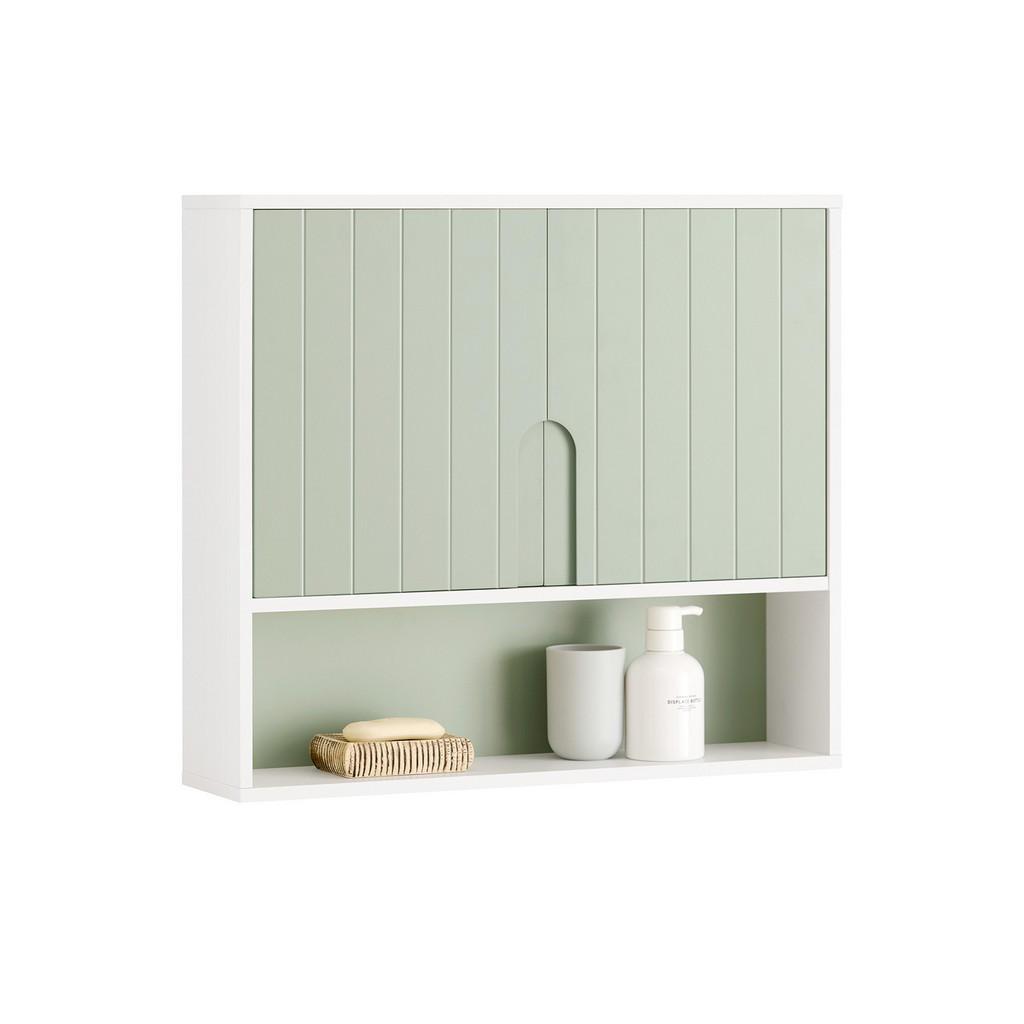 sobuy HäNgeschrank, GrüN, Weiß, Holzwerkstoff, 60X54X15 Cm, Badezimmer, BadezimmerschräNke, HäNgeschräNke