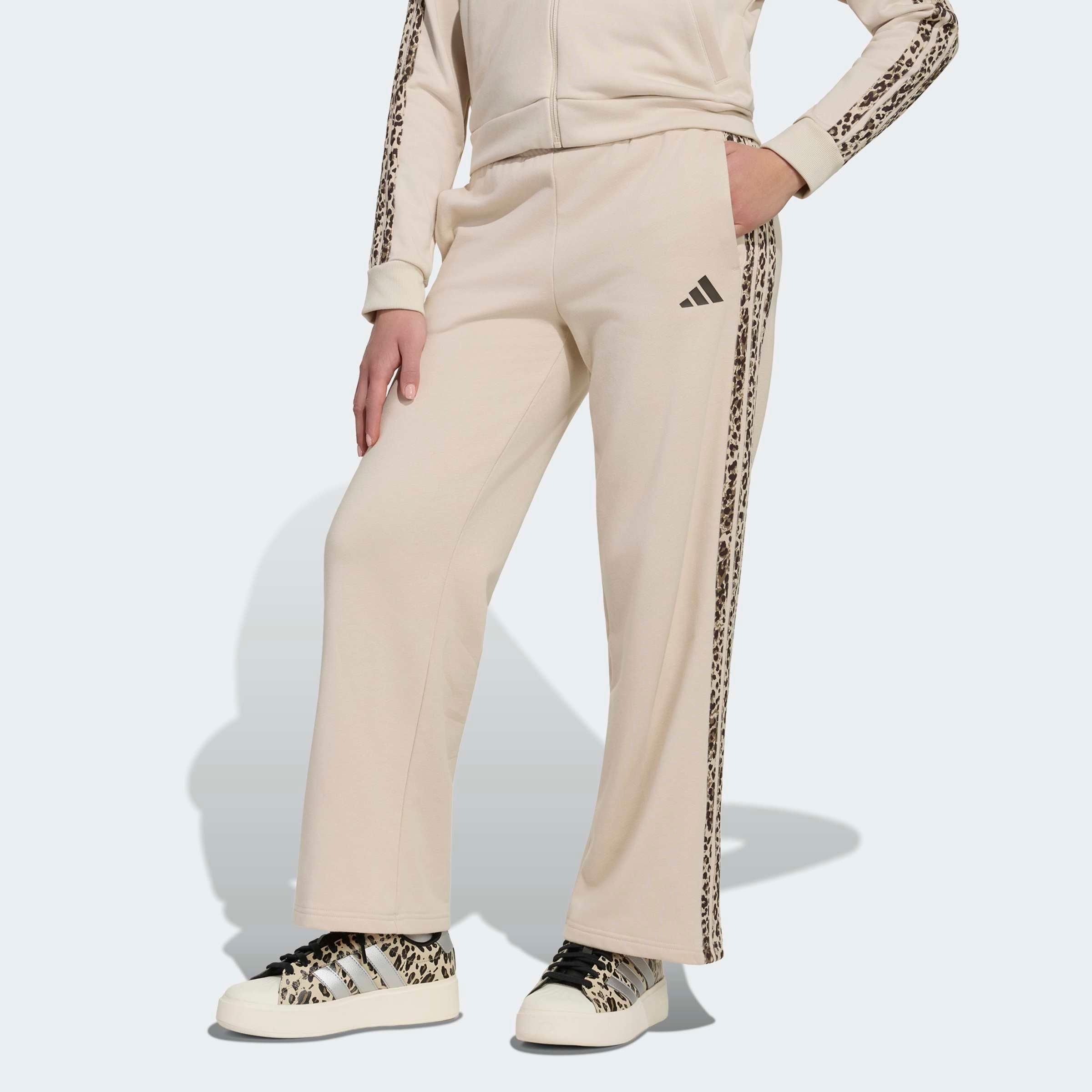 Sporthose Adidas Sportswear "Mit Animalprint", MäDchen, Gr. 128, N-Gr, Crystal Linen, Multicolor, Schwarz Braun,, Obermaterial: 55% Baumwolle, 36% Polyester, 9% Viskose, Hosen Sporthose