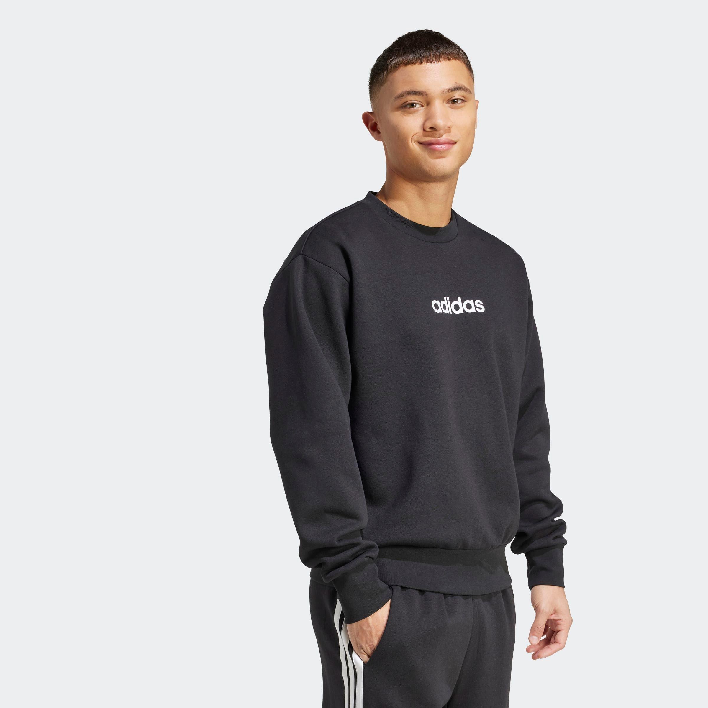 Sweatshirt adidas Sportswear "M Linear FL Swt", Herren, Gr. L, Schwarz (Schwarz, Weiß), Obermaterial: 55% Baumwolle, 36% Polyester, 9% Viskose, Normal, Rundhals, Angesetztes BüNdchen, Sweatshirts Sweatshirt