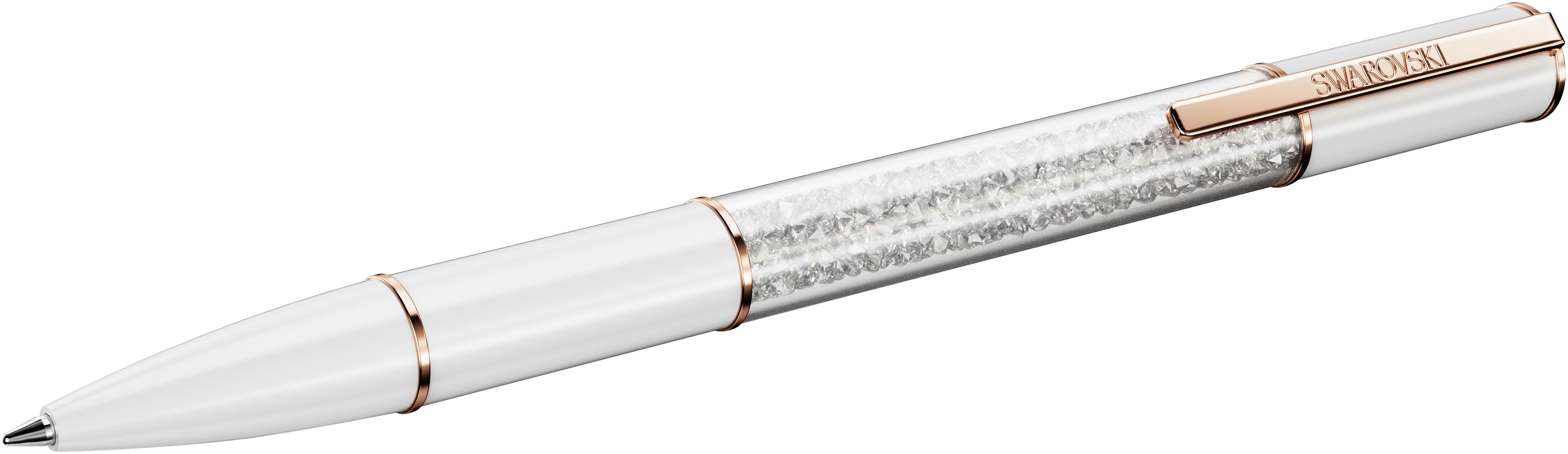 Drehkugelschreiber Swarovski "SchreibgeräT Geschenk Crystalline", Weiß (RoséGoldfarben, Weiß, Kristallweiß), Stifte, Kunststoff, Metall, Mit Swarovski Kristallen