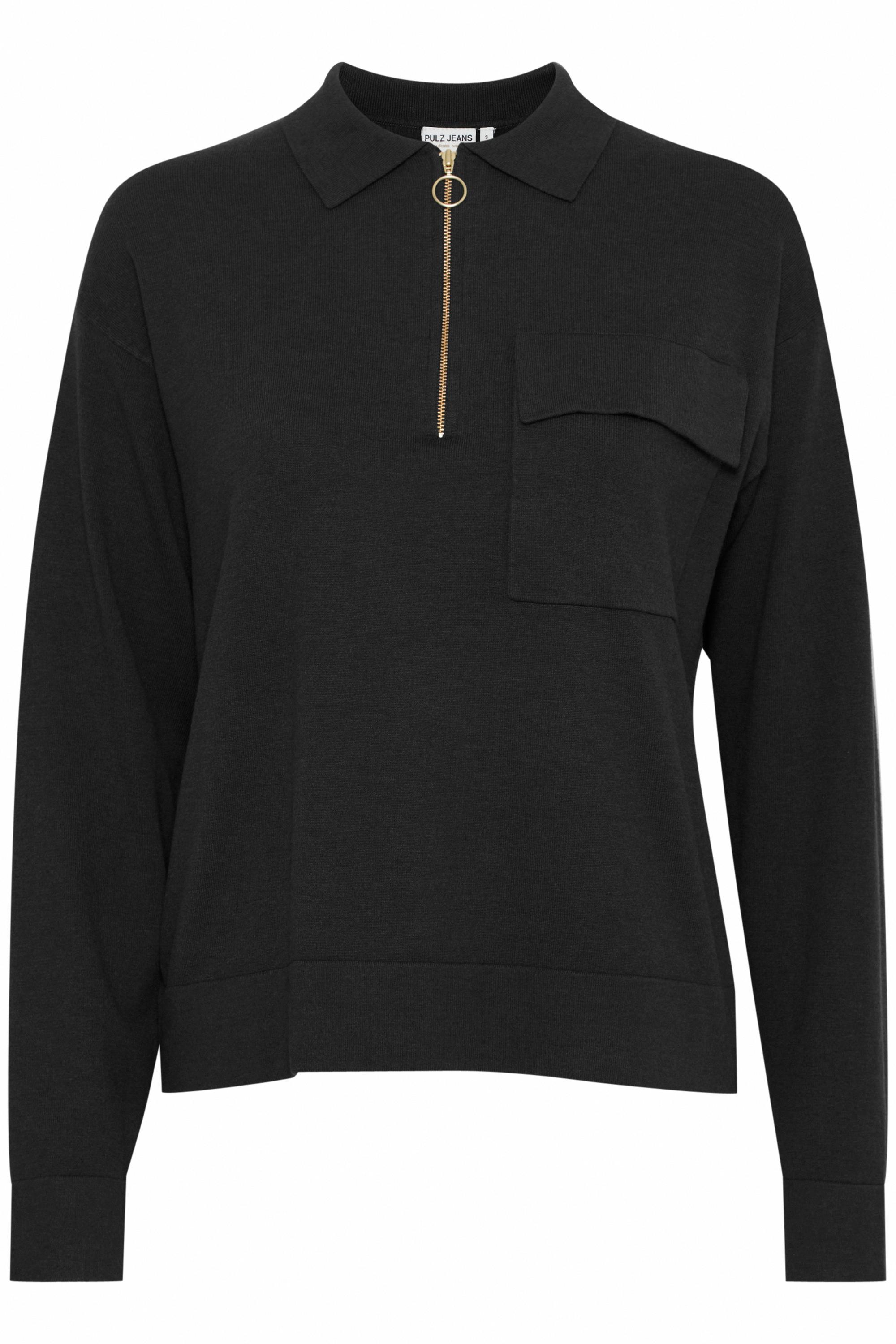 Strickpullover Pulz Jeans "Strickpullover Pzsara", Damen, Gr. L, Schwarz (Schwarz Beauty), Obermaterial: 80% Viskose Cv. 20% Polyester Pes., Pullover Strickpullover