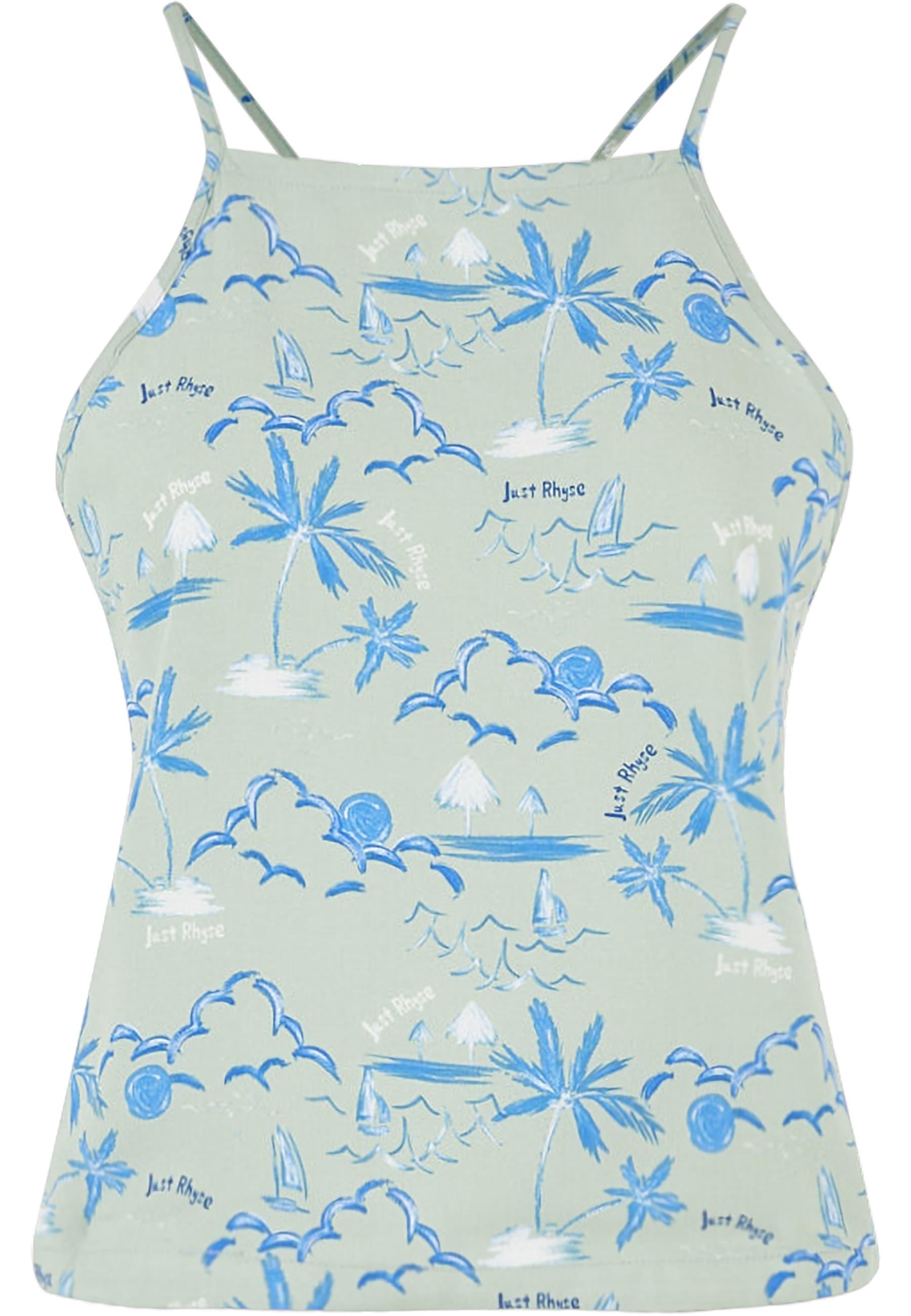 Muskelshirt Just Rhyse "Just Rhyse Damen Just Rhyse Top Waikiki", Damen, Gr. M, Blau (GrüN Colorot), 100% Viskose, Mehrfarbig, Normal, U-Boot-Ausschnitt, Shirts